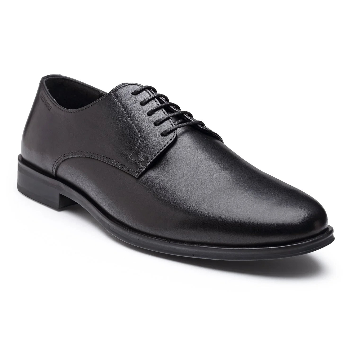 Black Leather Derby Dress Shoes for Men - Image 7