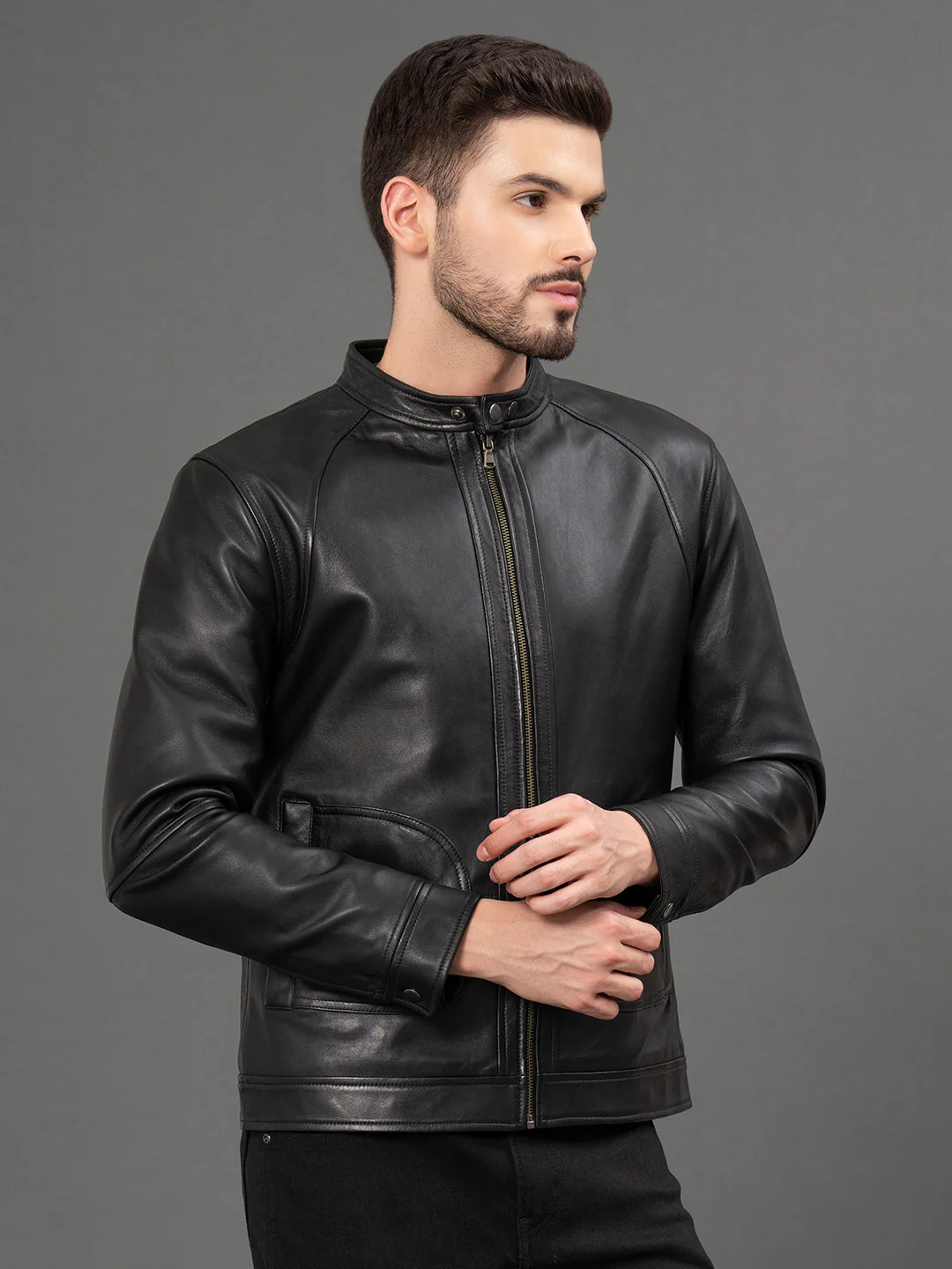 Black Leather Jacket for Men - Image 2
