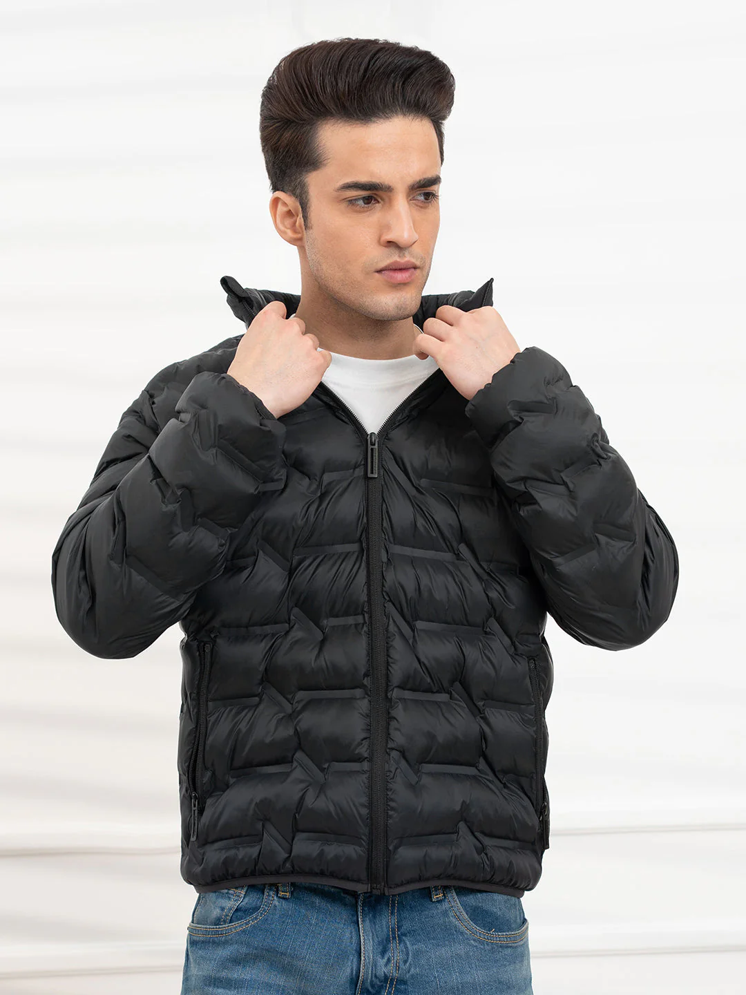 Black Men's Heatseal Padded Jacket | All-Season Winter Protection - Image 2