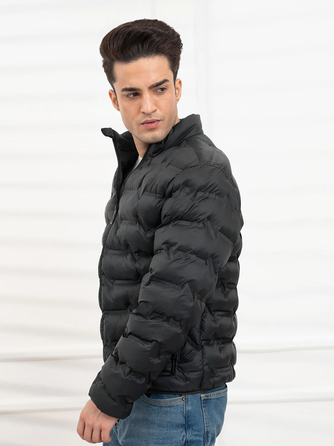 Black Men's Heatseal Padded Jacket | All-Season Winter Protection - Image 3
