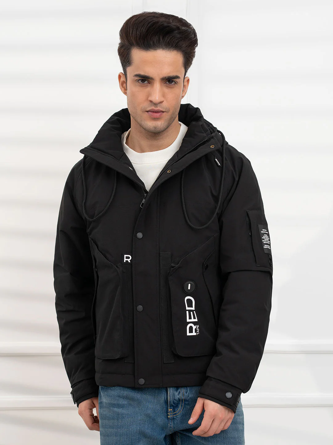 black Men's Padded Jacket | All-Season Winter Protection - Image 2