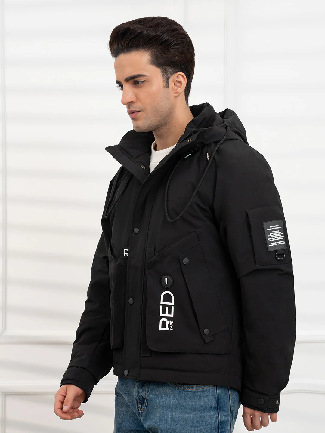 black Men's Padded Jacket | All-Season Winter Protection - Image 3