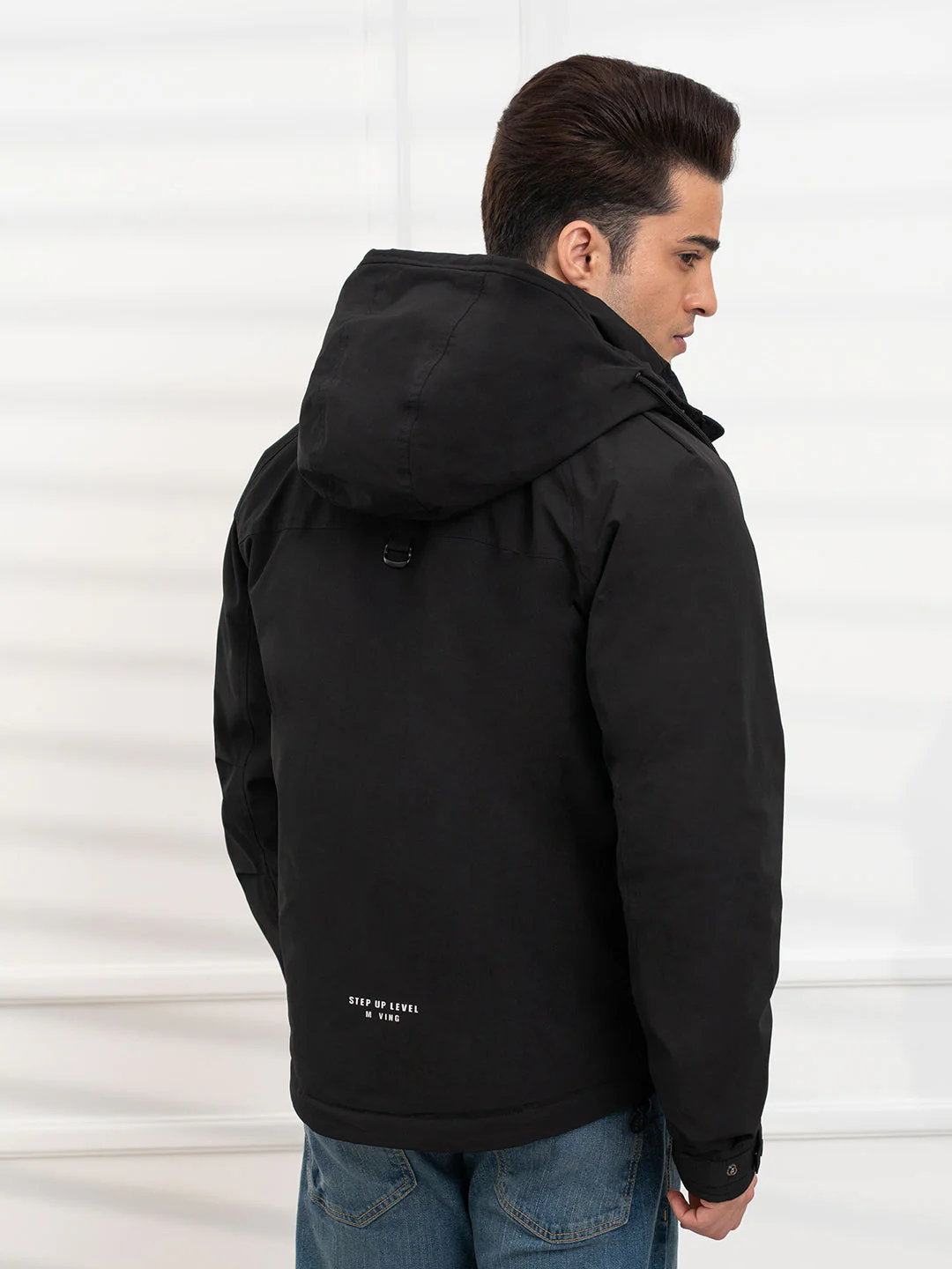 black Men's Padded Jacket | All-Season Winter Protection - Image 4