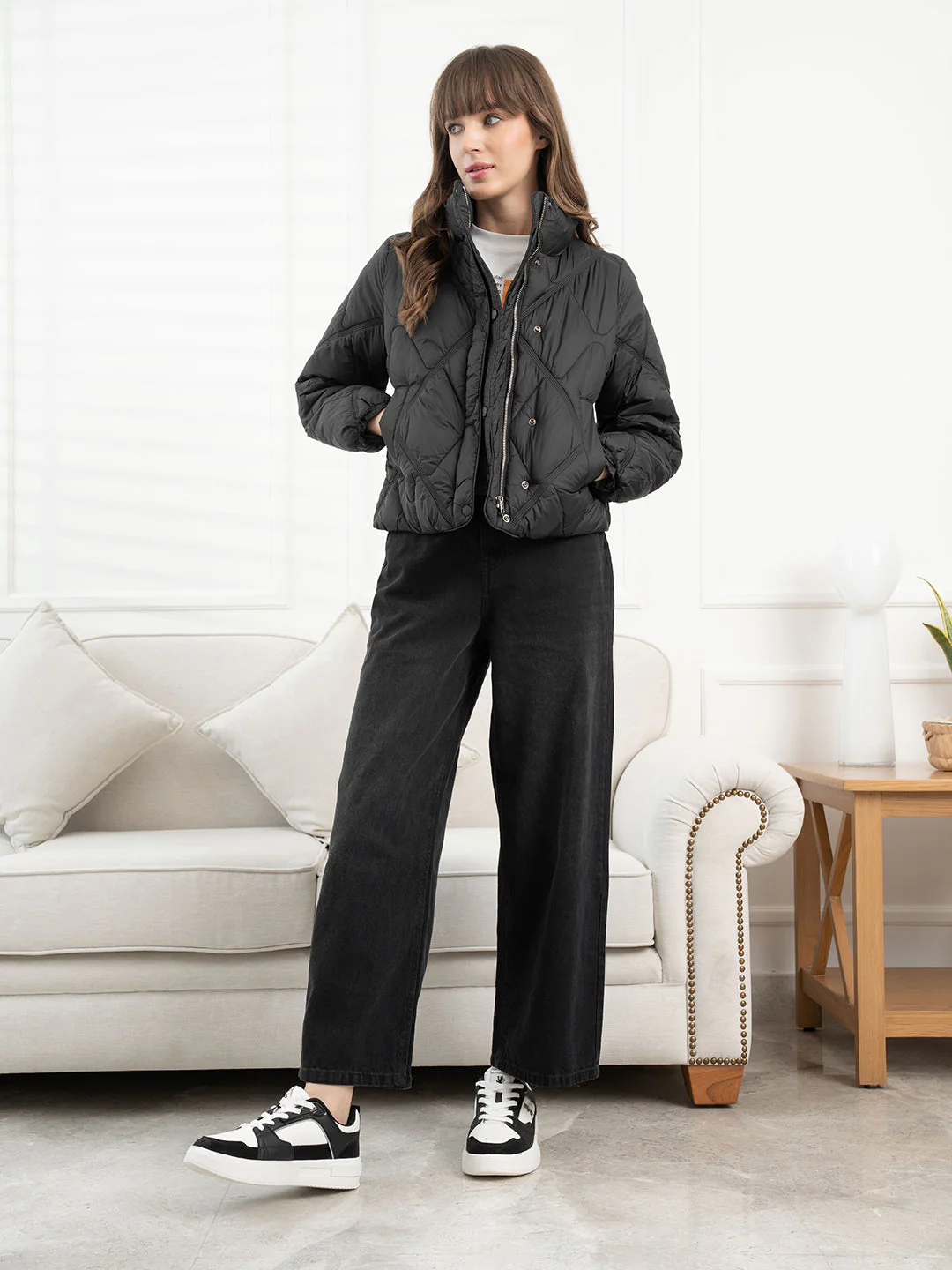 Black Padded Jacket for Women - Image 5