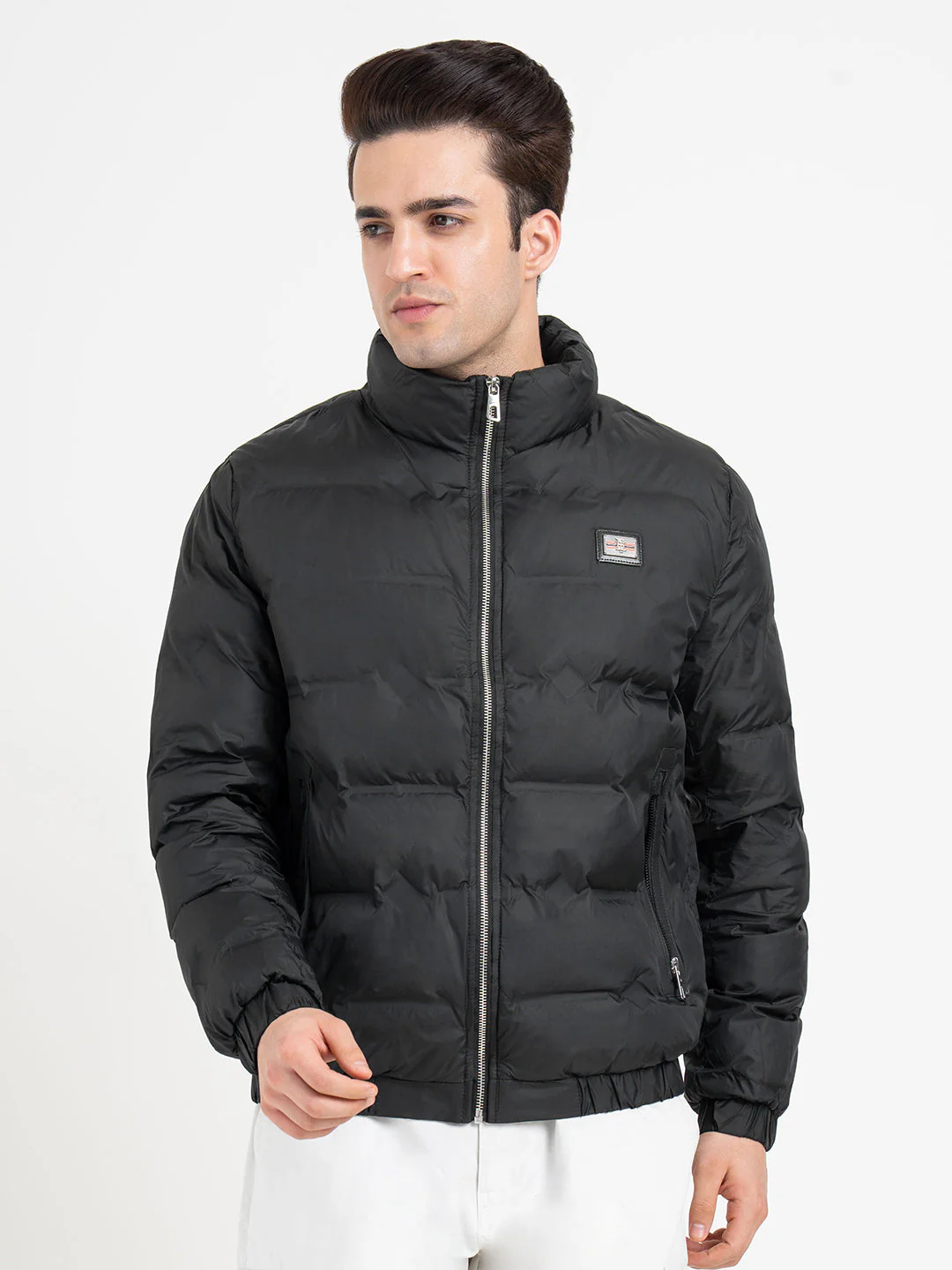 Black Padded Jacket For Men | Full-Sleeve Winter Protection - Image 2