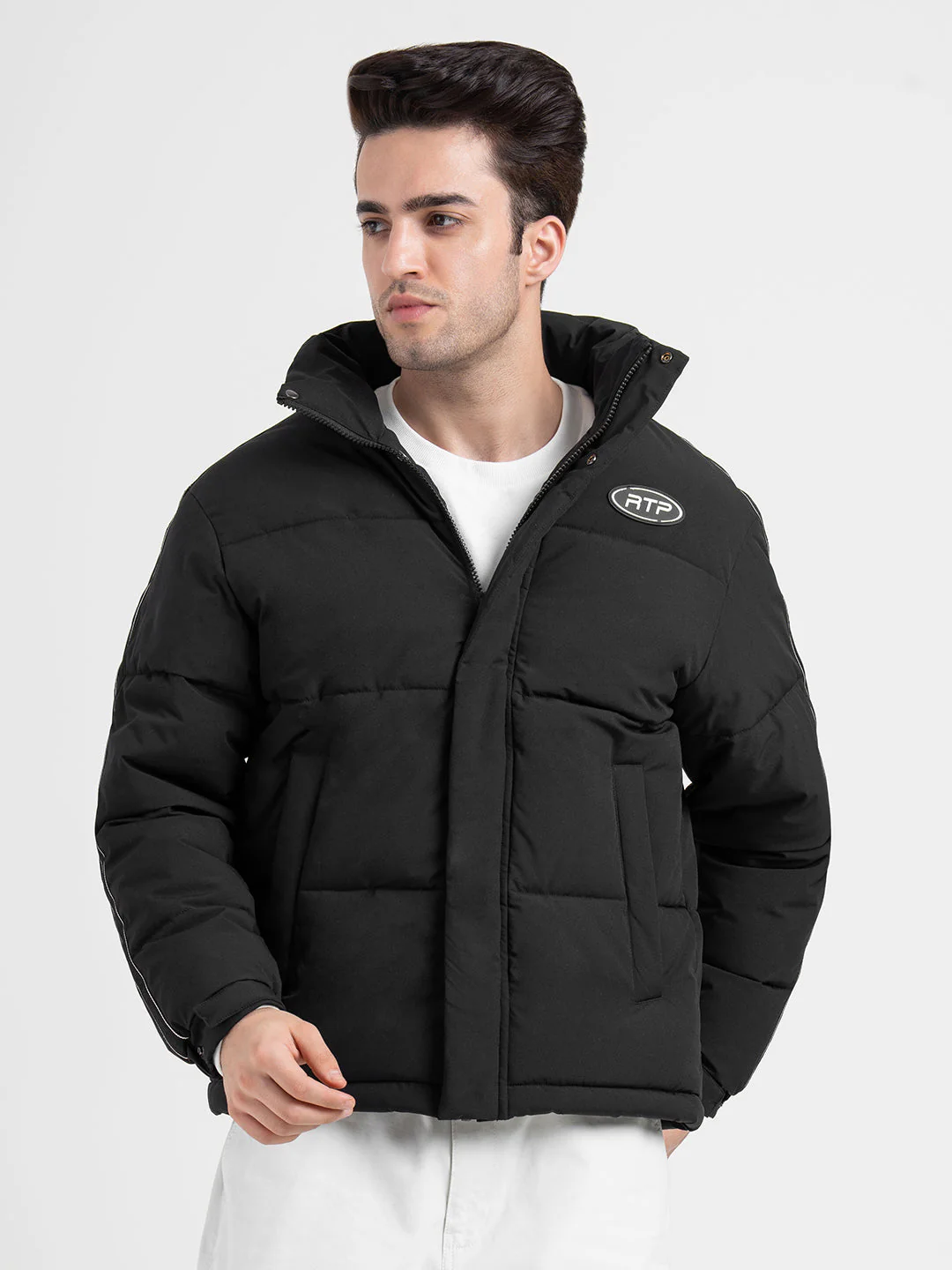 Black Padded Jacket For Men | Full-Sleeve Light Weight Winter Protection - Image 2
