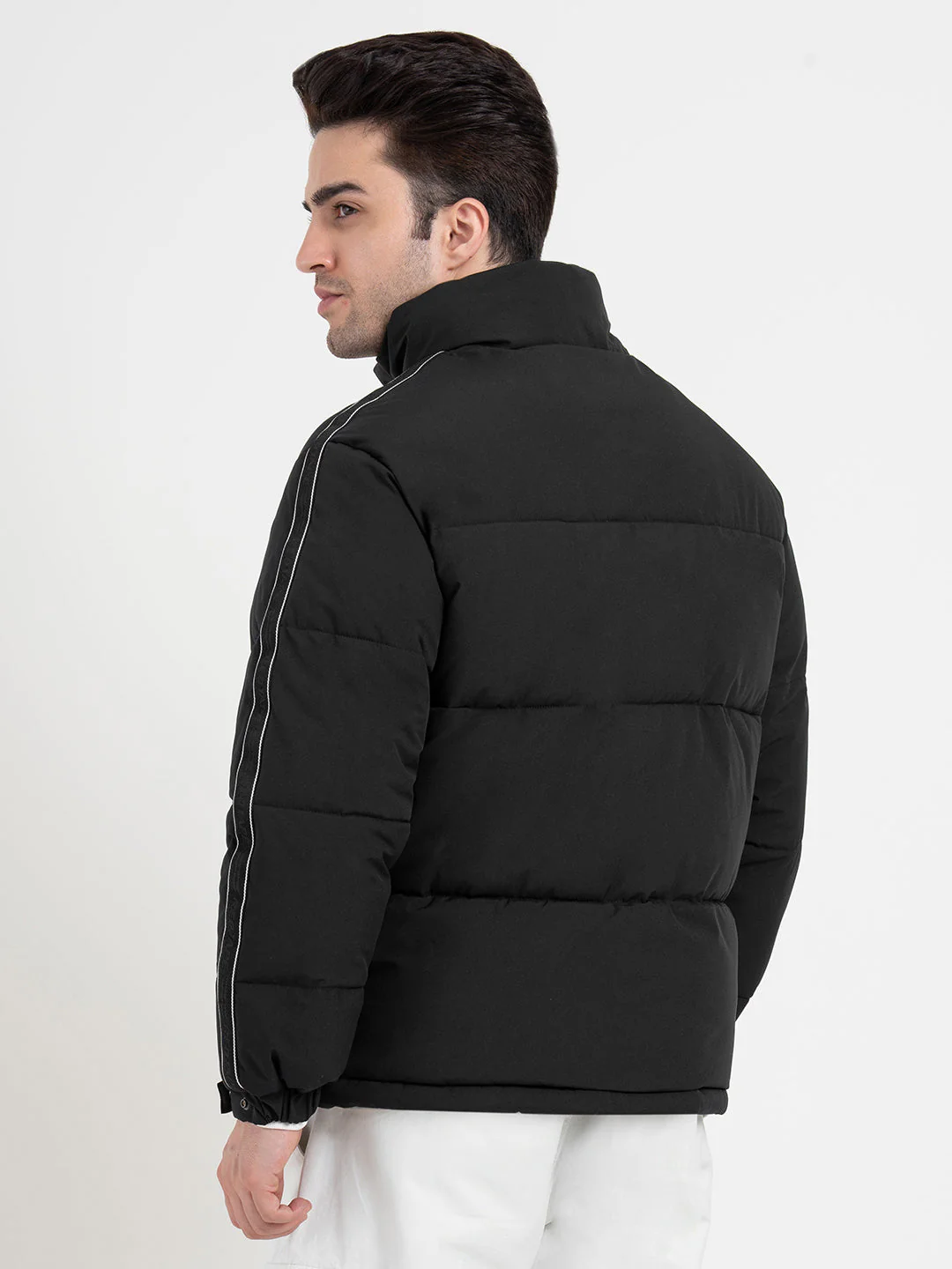 Black Padded Jacket For Men | Full-Sleeve Light Weight Winter Protection - Image 4