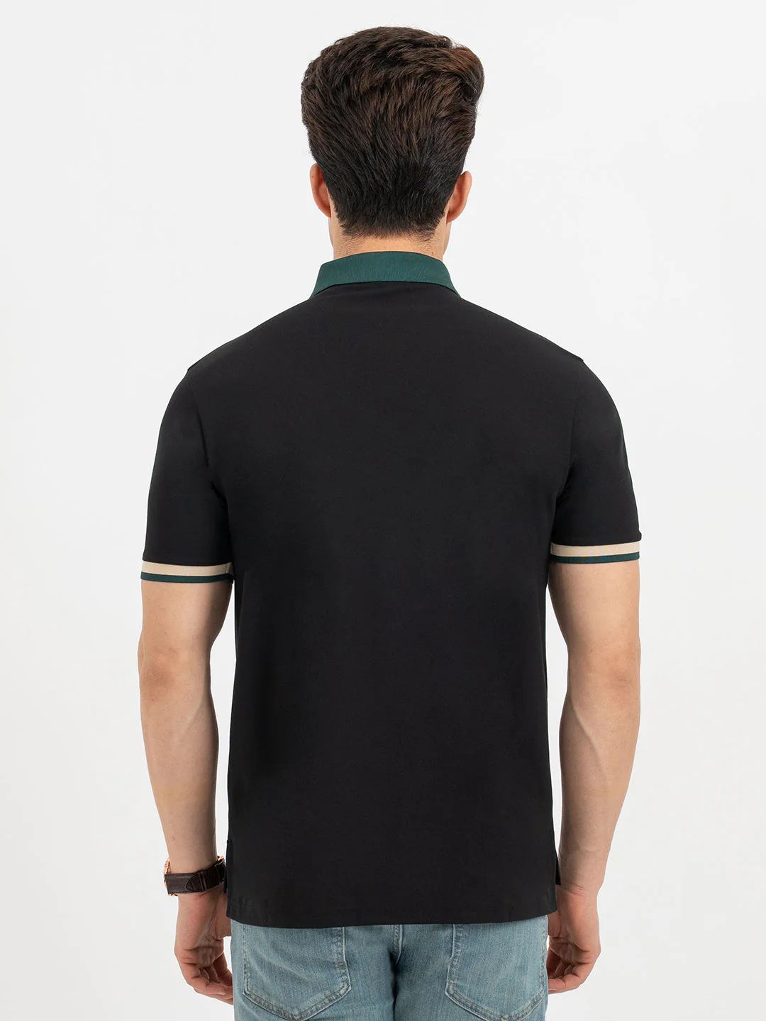 Black Polo T-Shirt for Men - Image 3