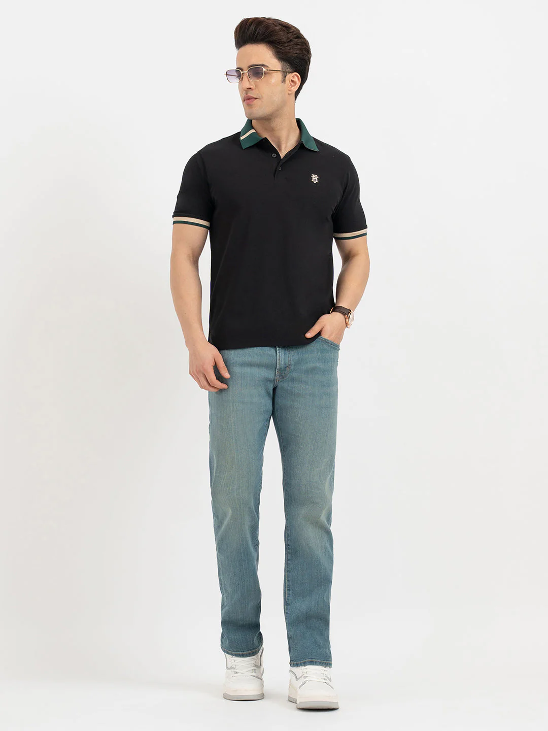 Black Polo T-Shirt for Men - Image 5
