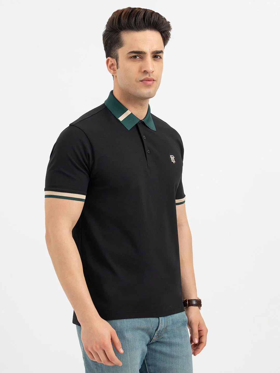 Black Polo T-Shirt for Men - Image 6