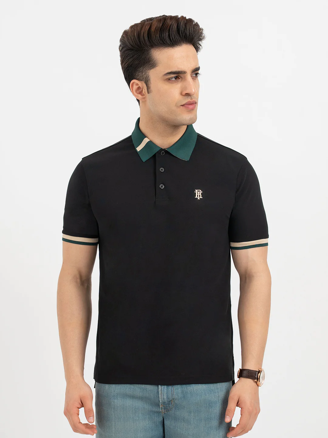 Black Polo T-Shirt for Men - Image 7
