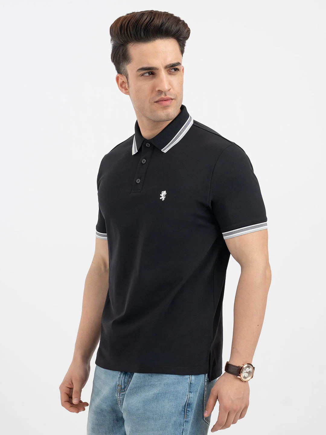 Red Tape Black Polo T-Shirt for Men - Image 2