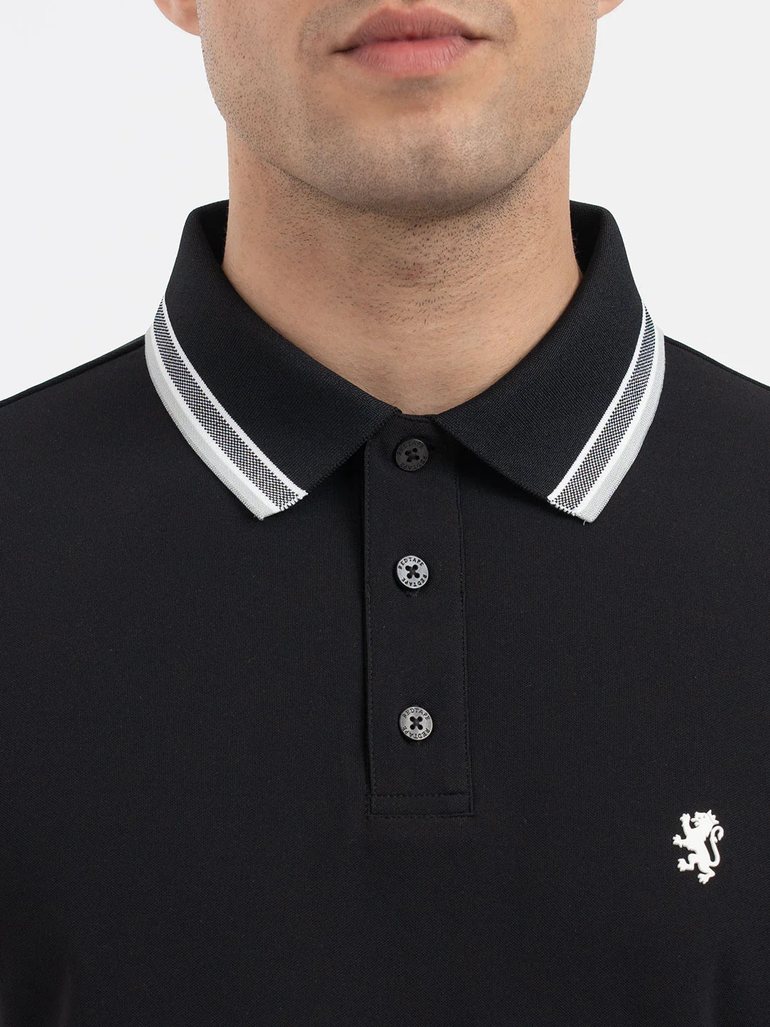 Red Tape Black Polo T-Shirt for Men - Image 4