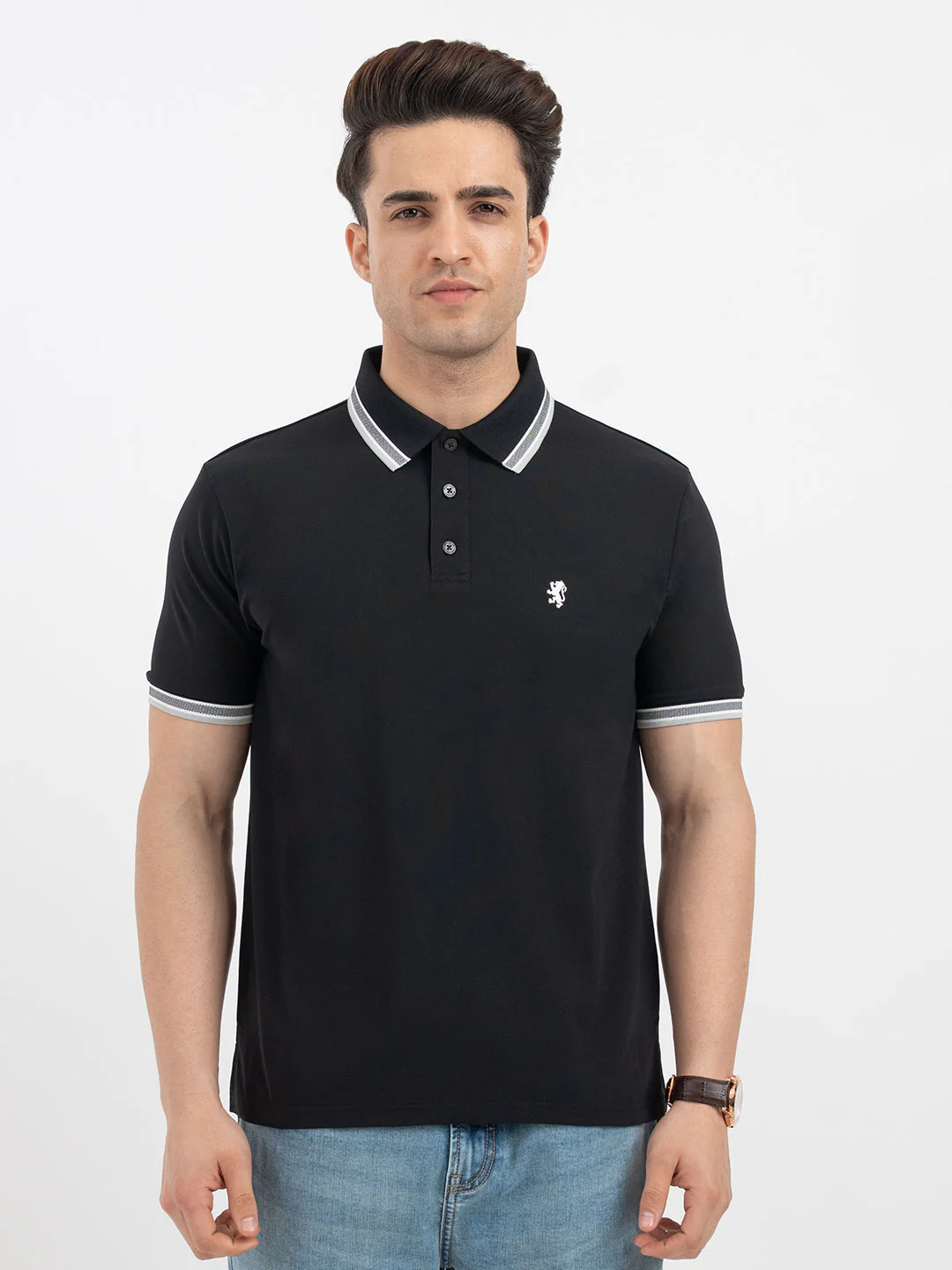 Red Tape Black Polo T-Shirt for Men - Image 8