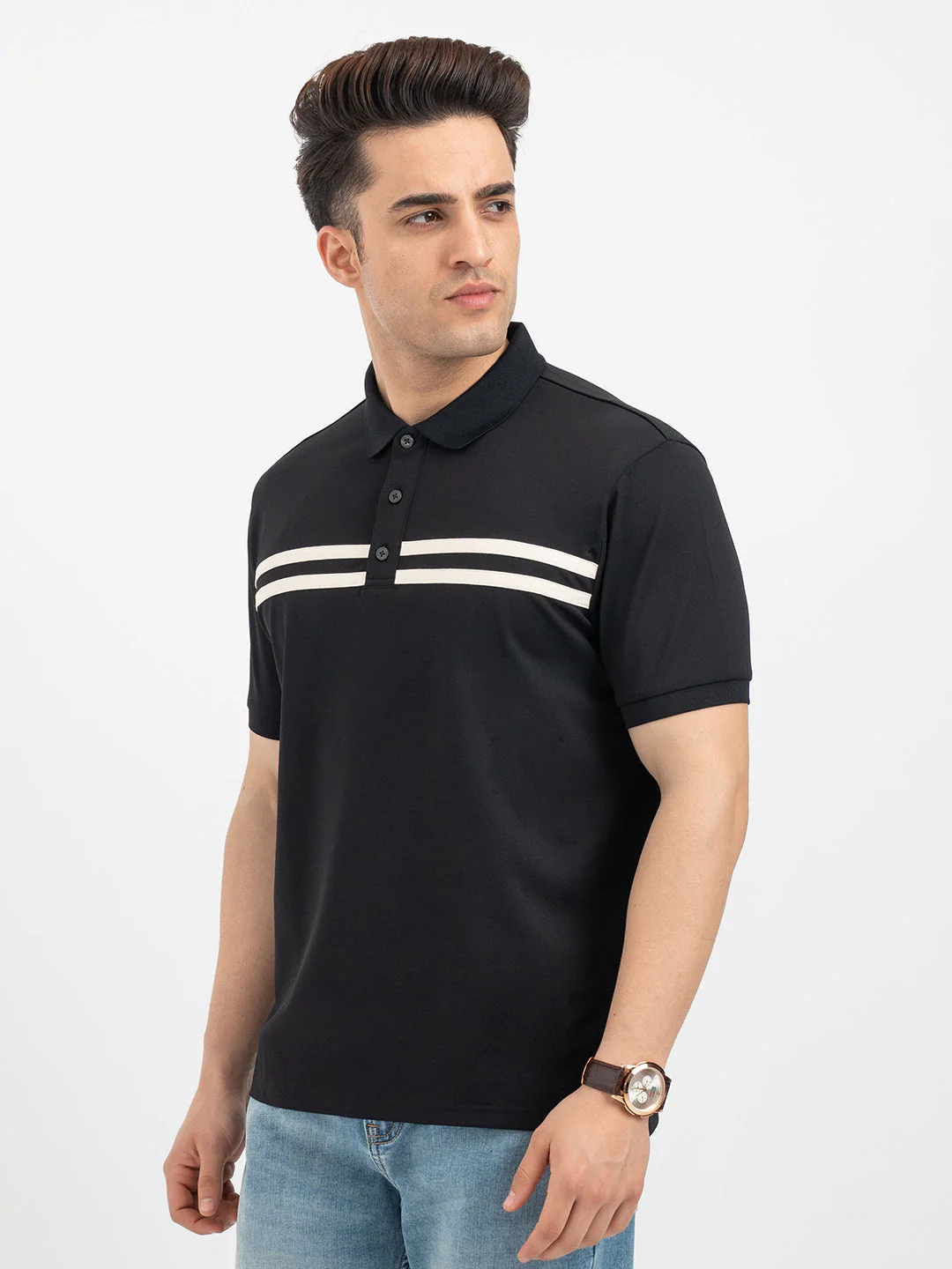 Red Tape Black Polo T-Shirt for Men - Image 2