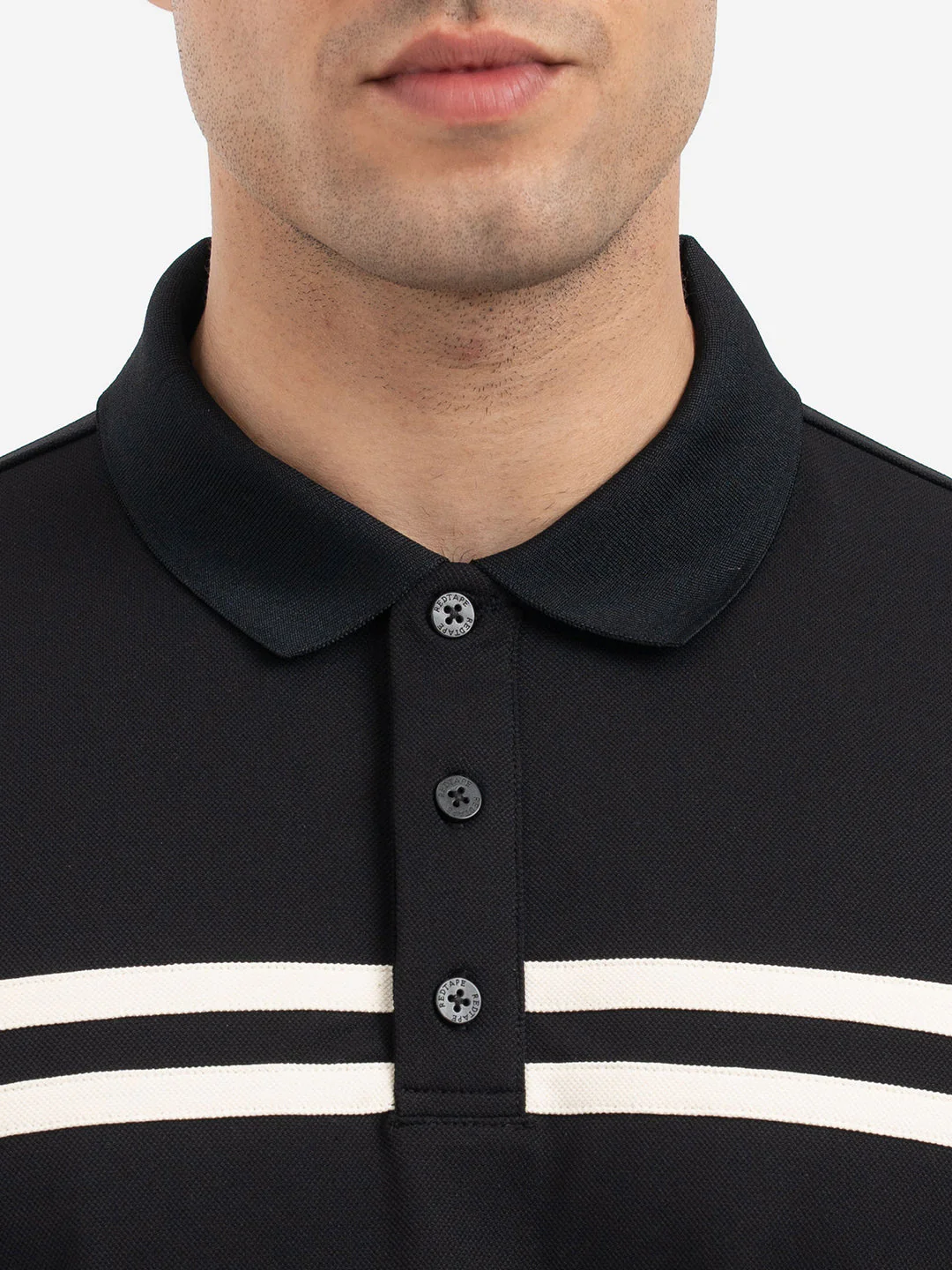 Red Tape Black Polo T-Shirt for Men - Image 4