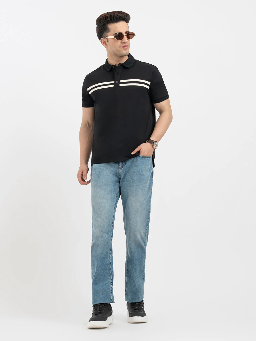 Red Tape Black Polo T-Shirt for Men - Image 5
