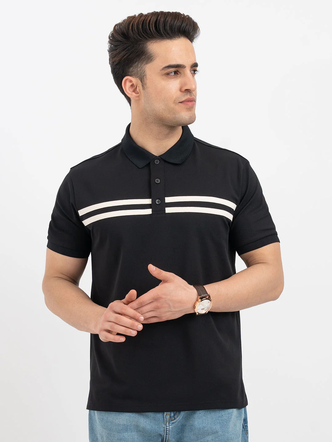 Red Tape Black Polo T-Shirt for Men - Image 7