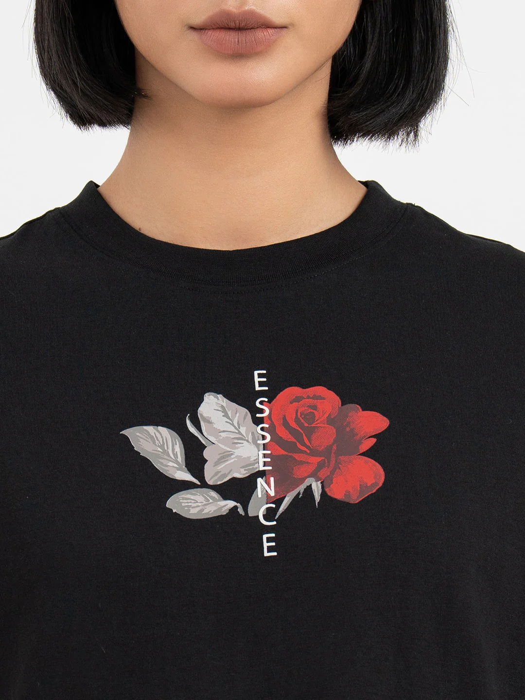 T-Shirts for Women in Black | Graphic Half Sleeve T Shirt - Image 4