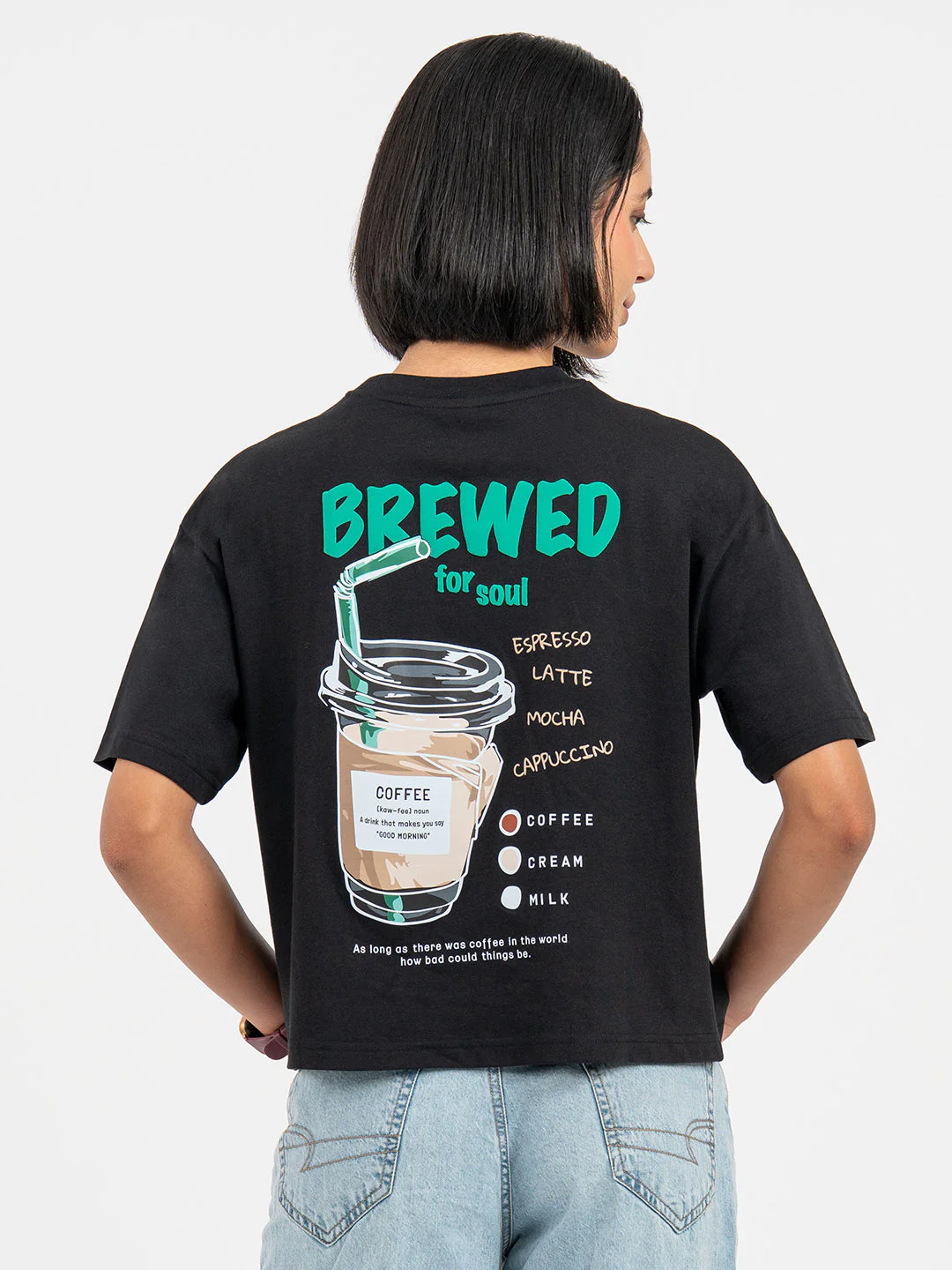 T-Shirts for Women in Black | Graphic Half Sleeve T Shirt - Image 3