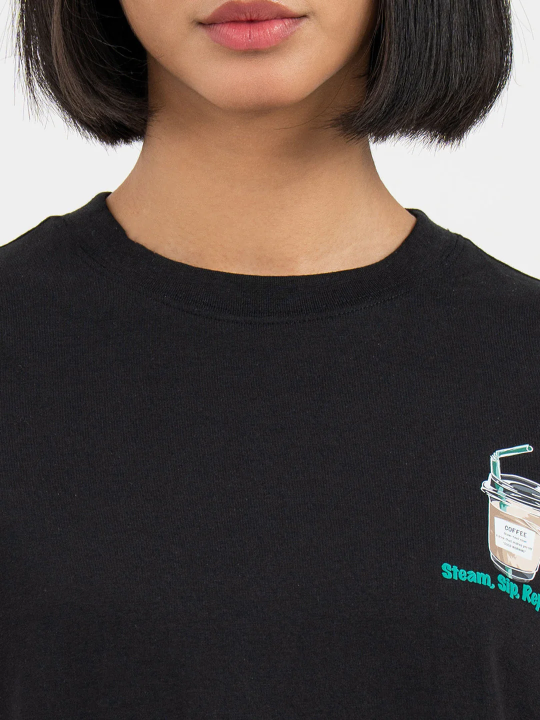 T-Shirts for Women in Black | Graphic Half Sleeve T Shirt - Image 4