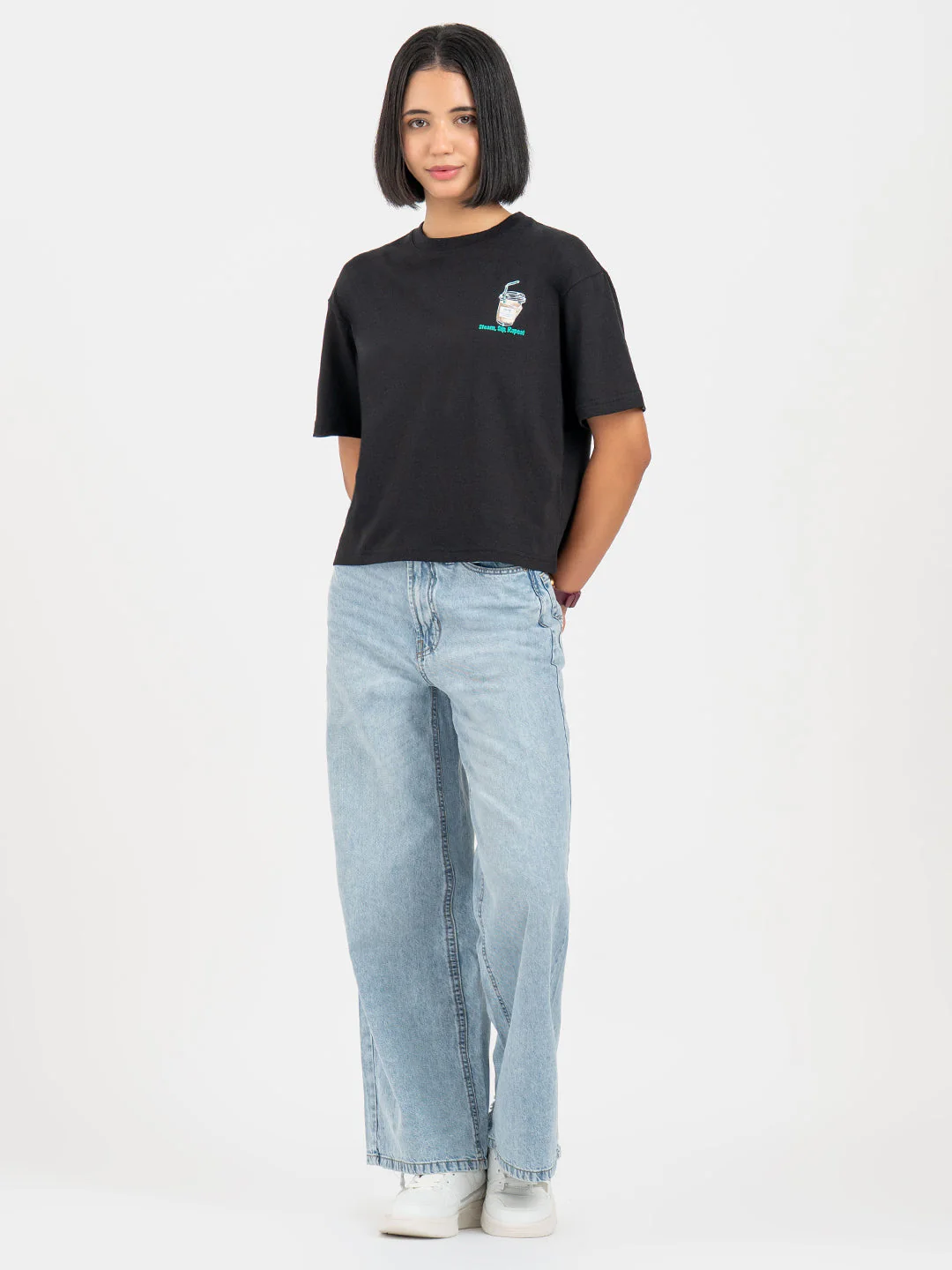 T-Shirts for Women in Black | Graphic Half Sleeve T Shirt - Image 5