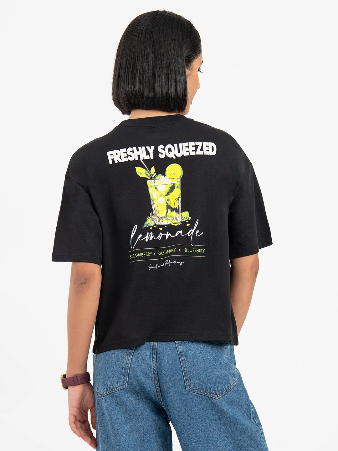T-Shirts for Women in Black | Graphic Half Sleeve T Shirt - Image 3