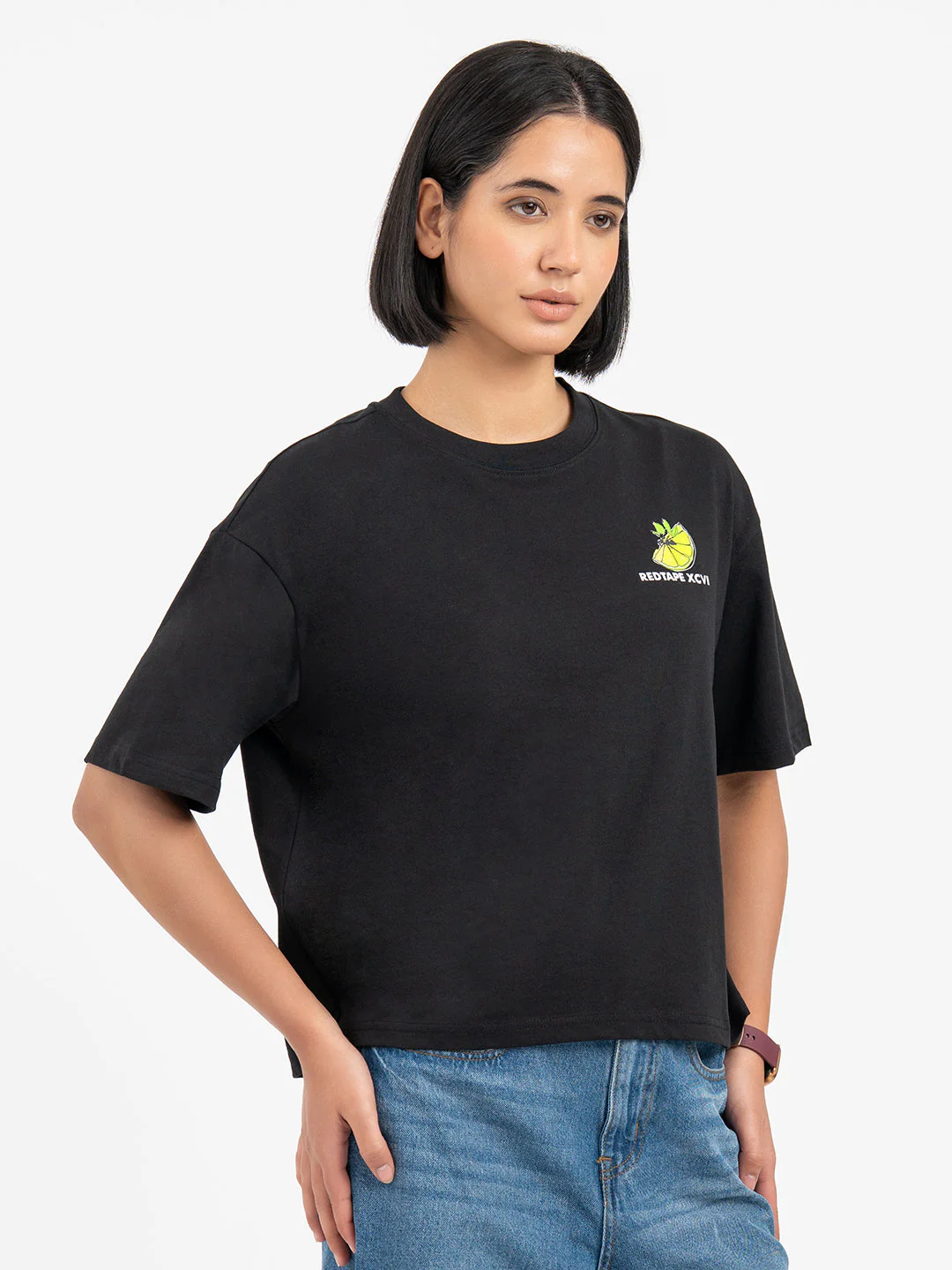 T-Shirts for Women in Black | Graphic Half Sleeve T Shirt - Image 6