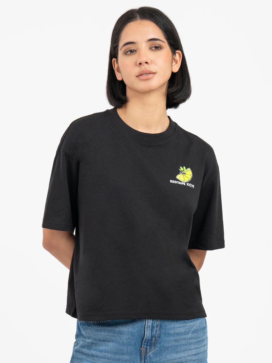 T-Shirts for Women in Black | Graphic Half Sleeve T Shirt - Image 8