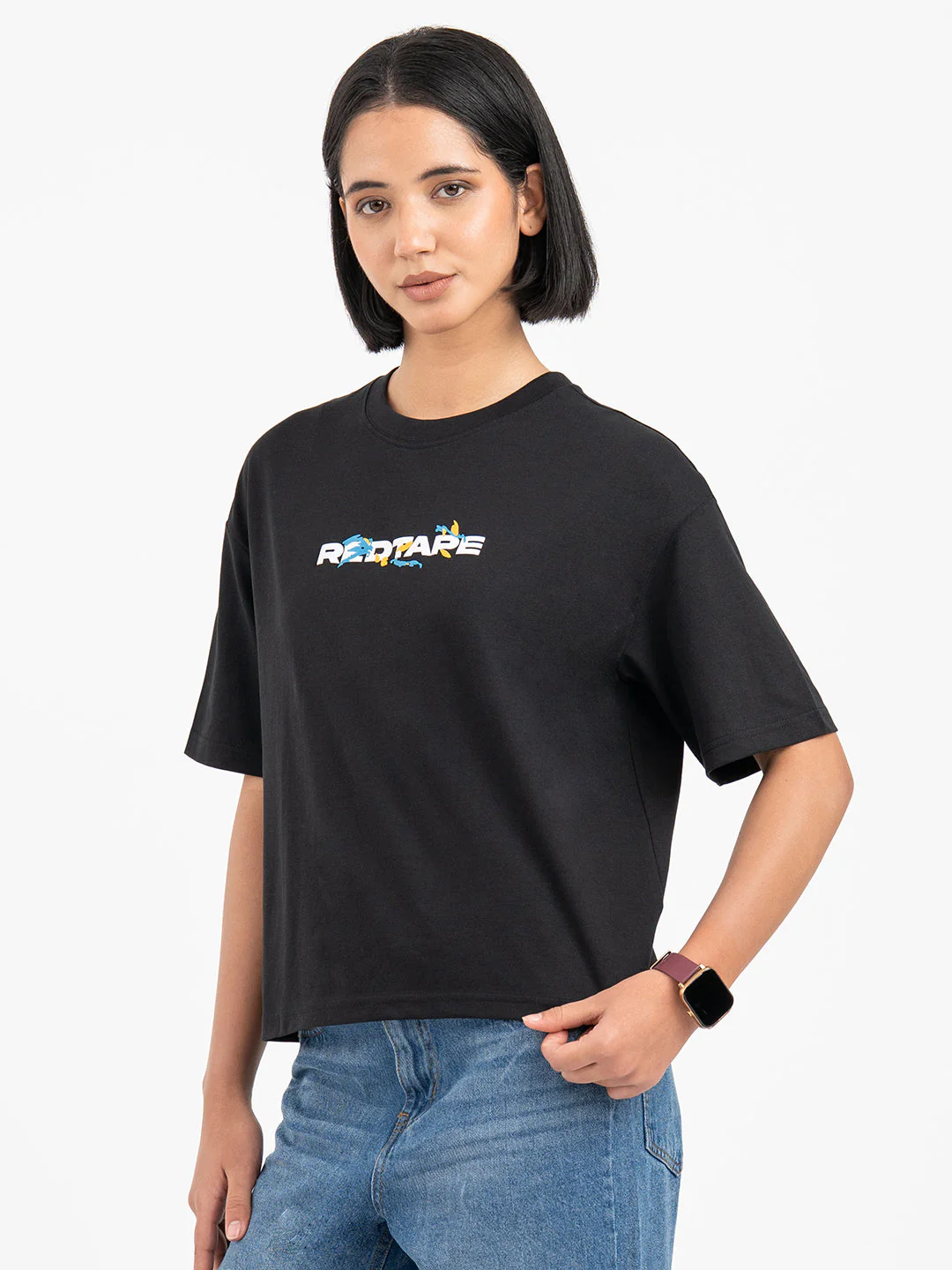 T-Shirts for Women in Black | Graphic Half Sleeve T Shirt - Image 2