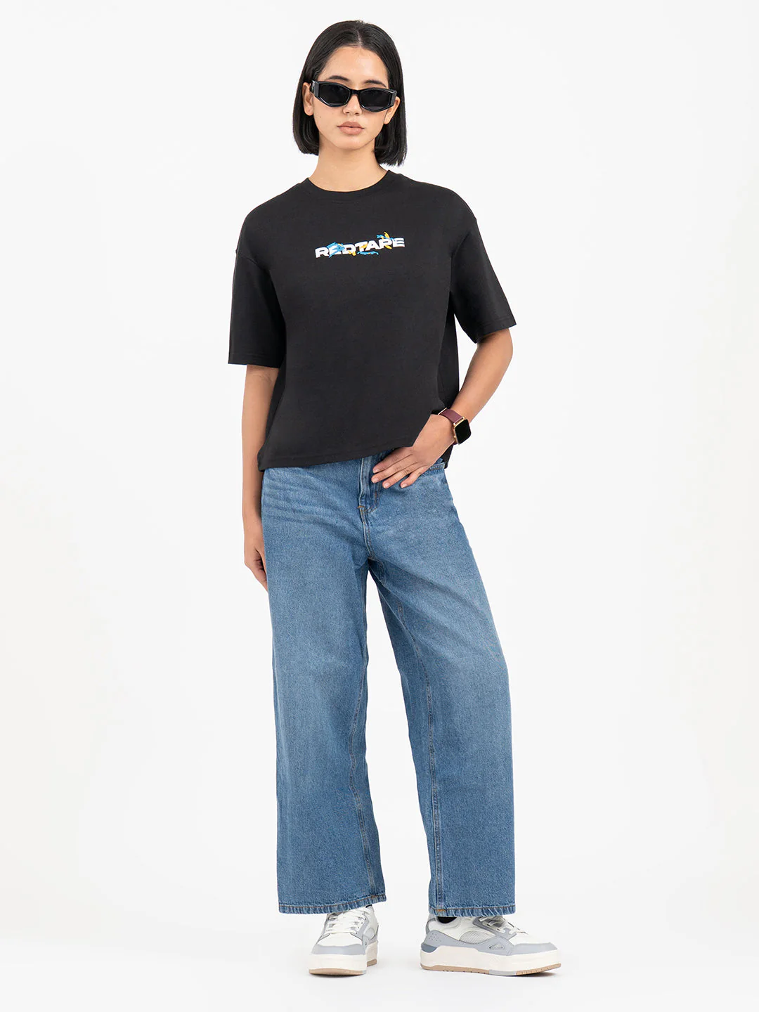 T-Shirts for Women in Black | Graphic Half Sleeve T Shirt - Image 5