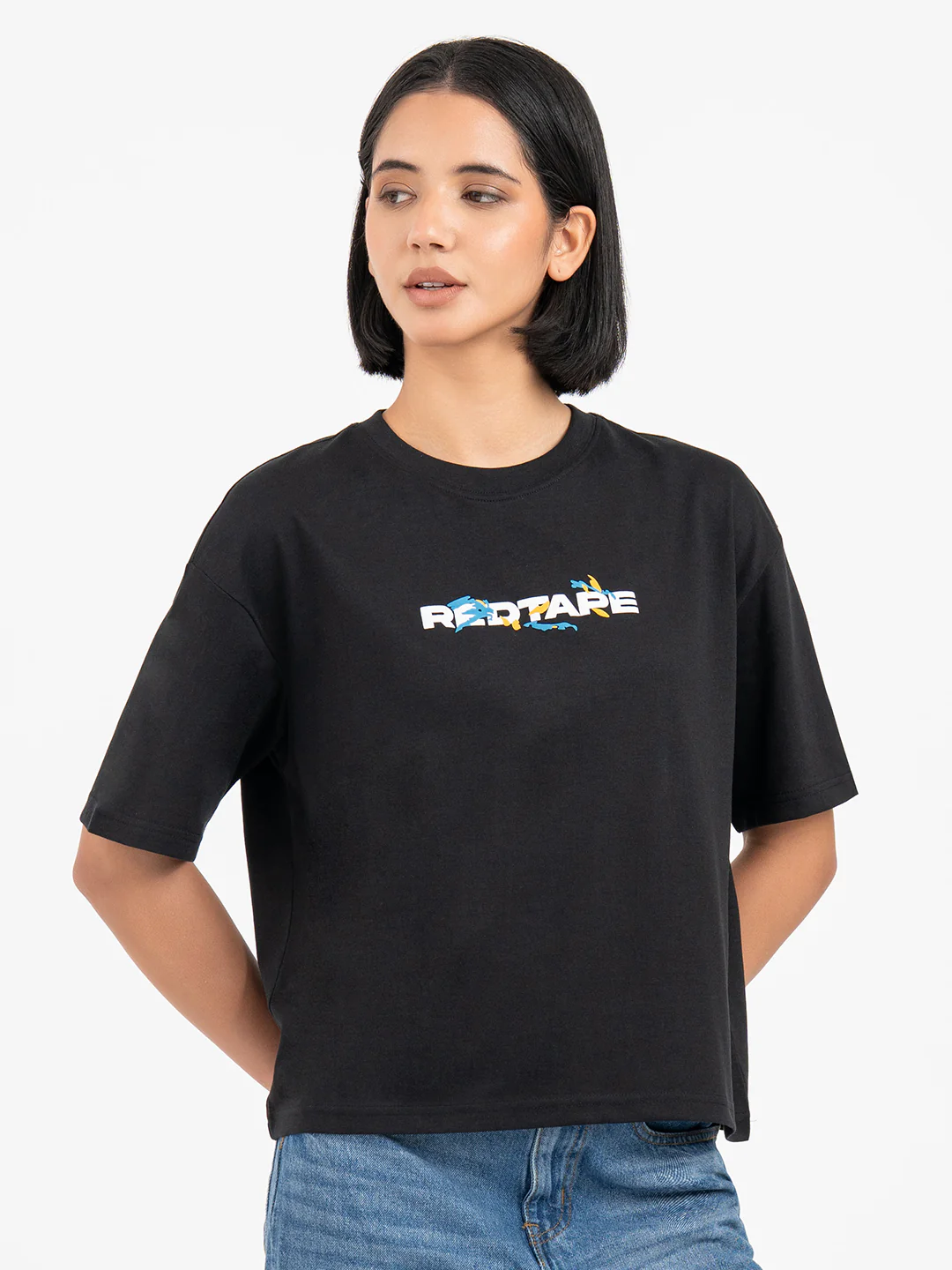 T-Shirts for Women in Black | Graphic Half Sleeve T Shirt - Image 8
