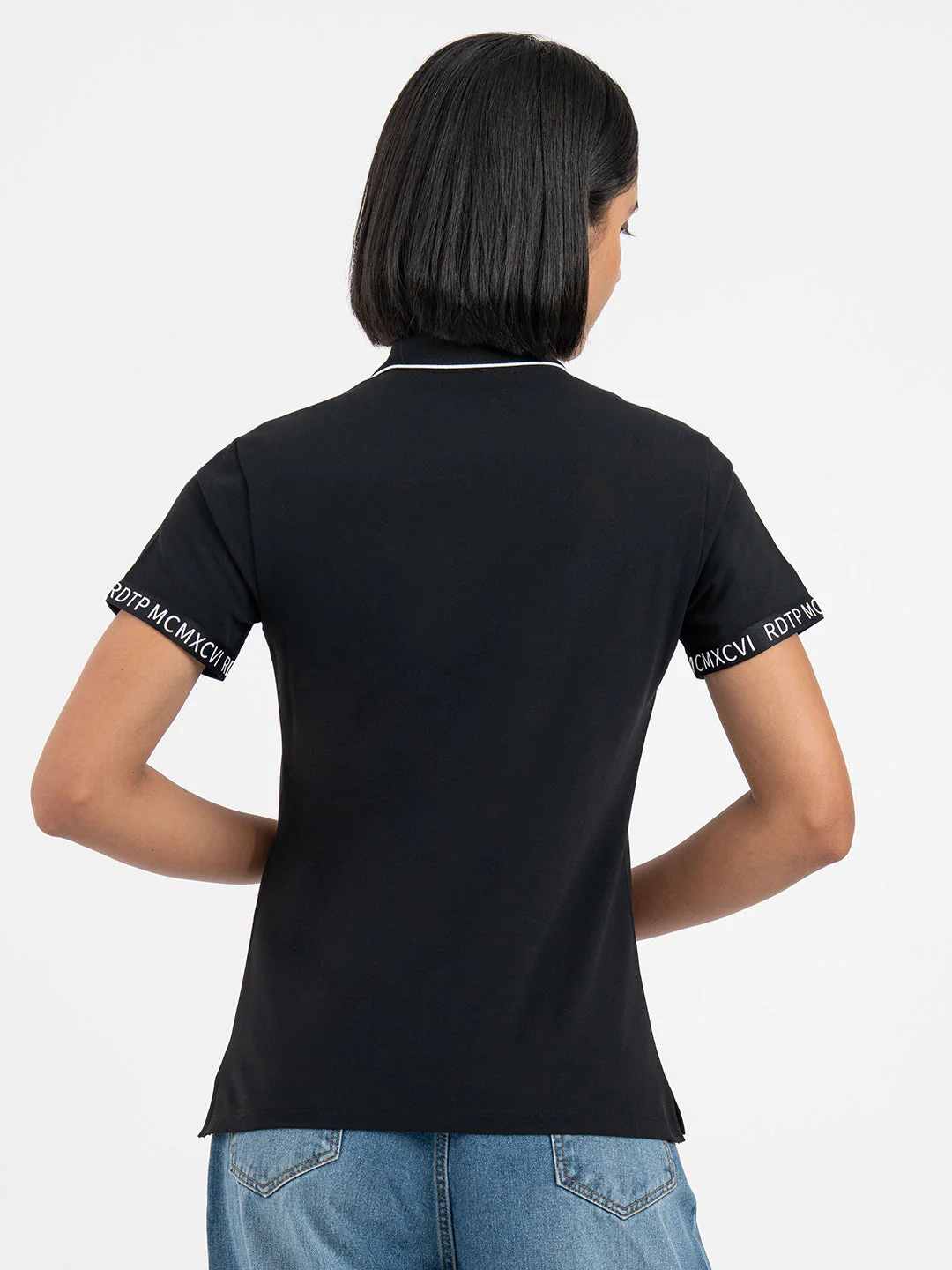 Black Polo T-Shirt for Women - Image 3