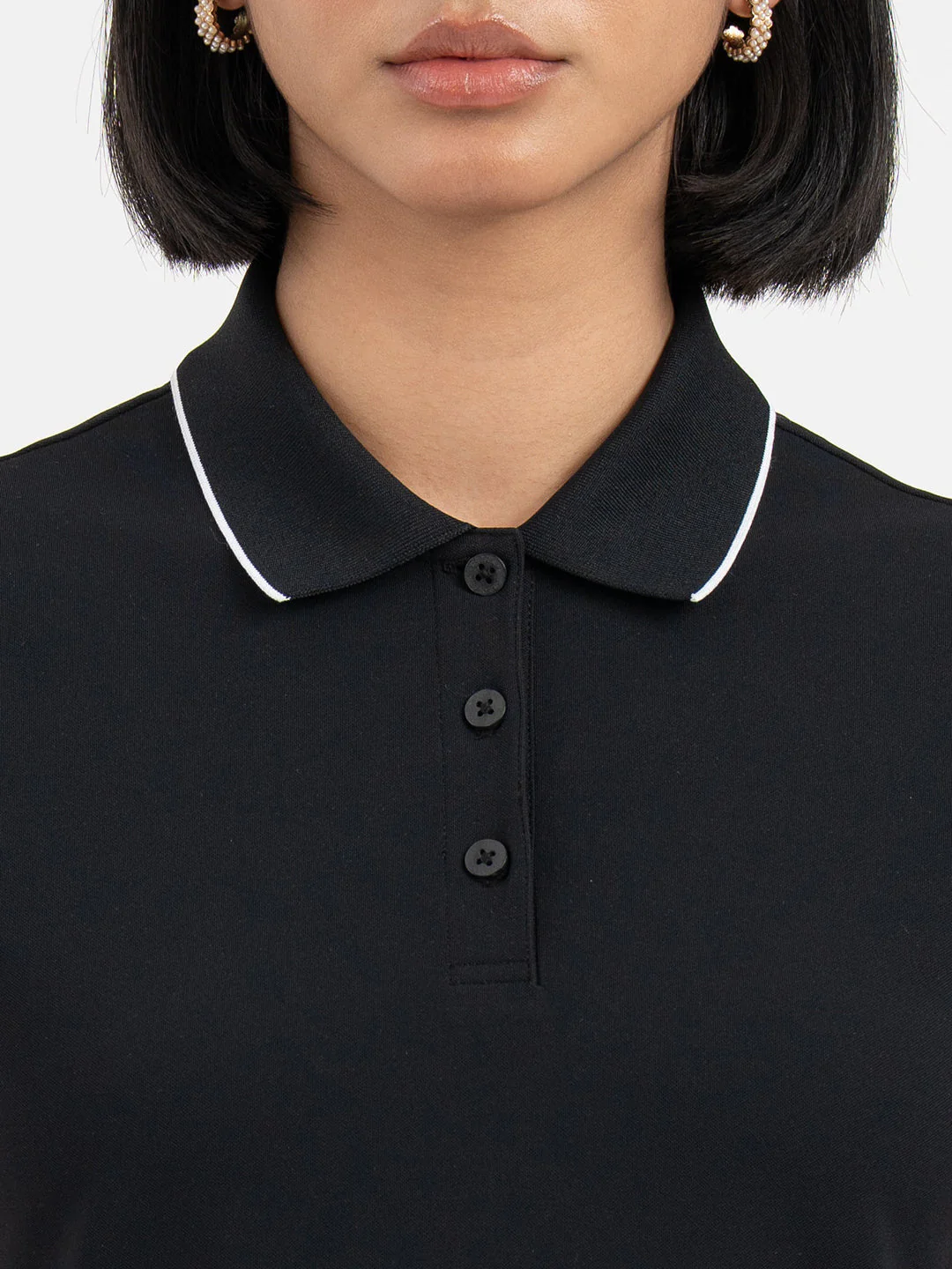 Black Polo T-Shirt for Women - Image 4