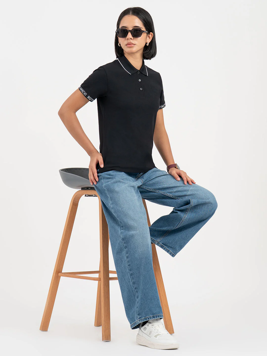 Black Polo T-Shirt for Women - Image 5