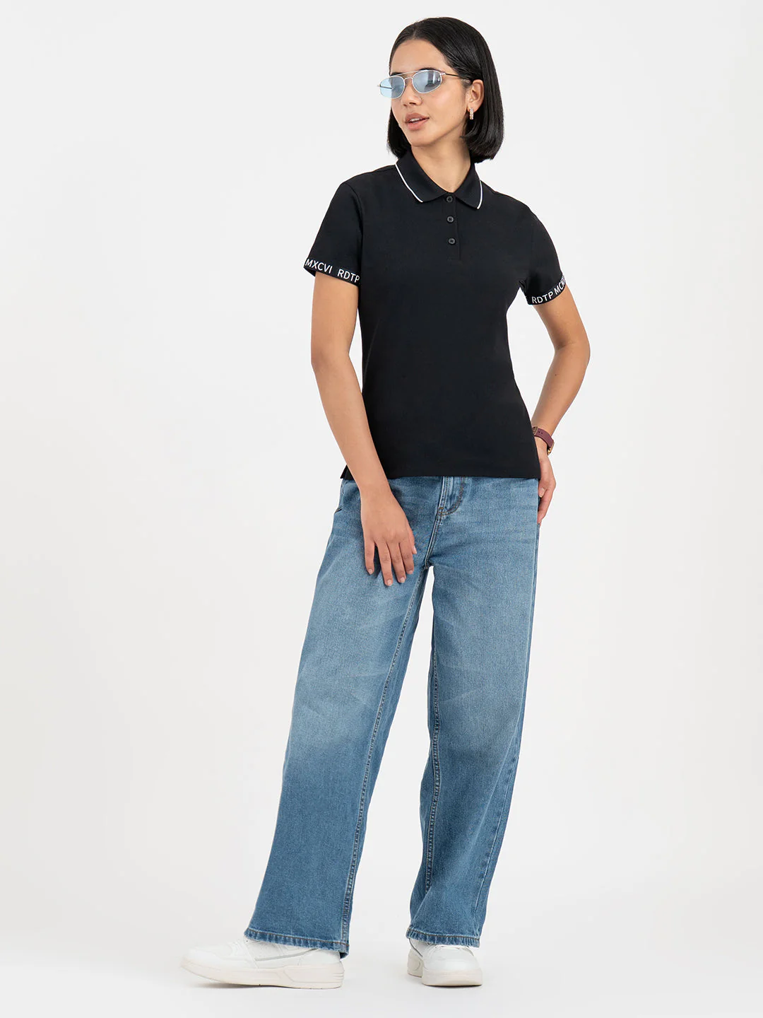 Black Polo T-Shirt for Women - Image 7