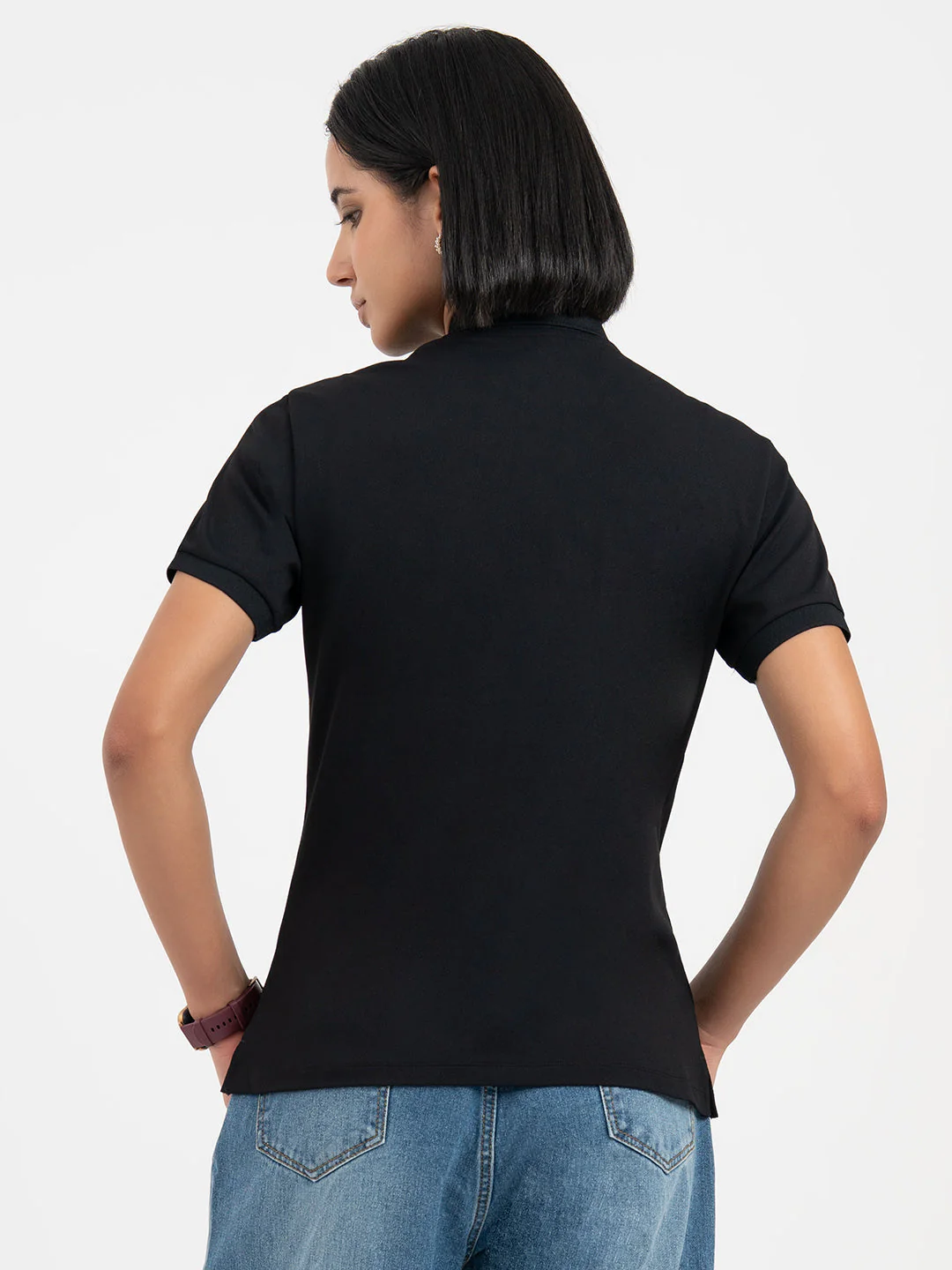 Black Polo T-Shirt for Women - Image 3