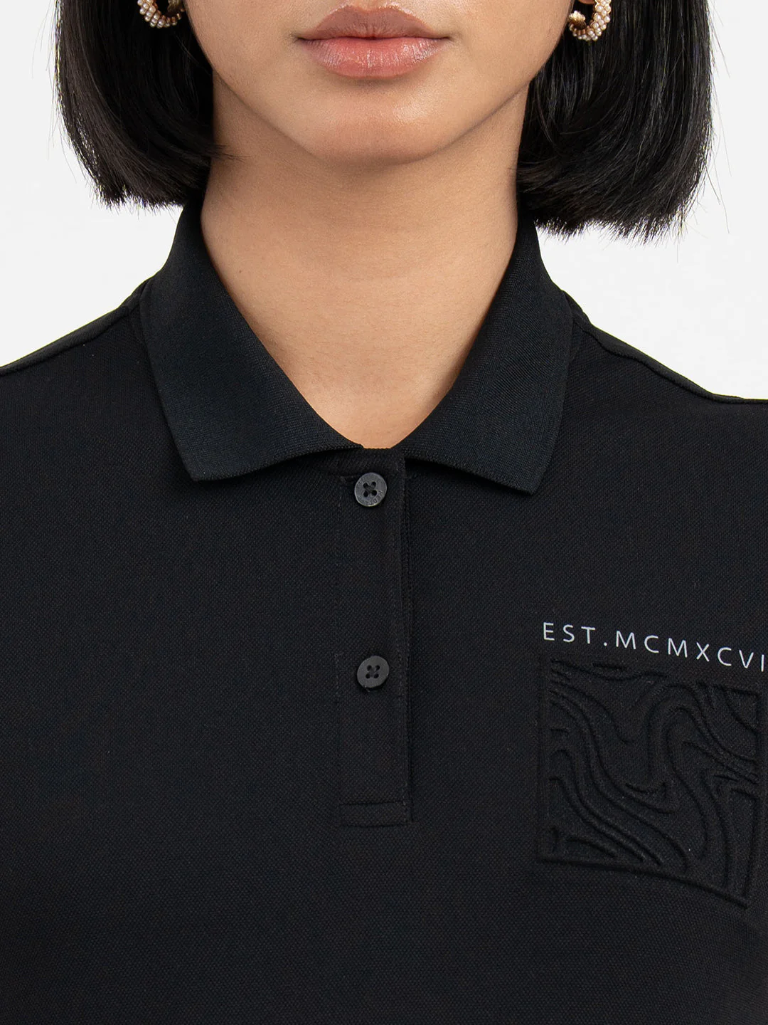 Black Polo T-Shirt for Women - Image 4