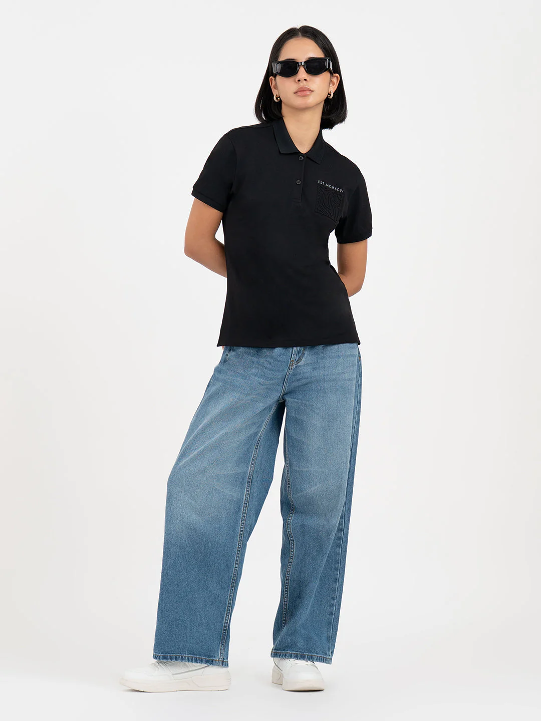 Black Polo T-Shirt for Women - Image 5