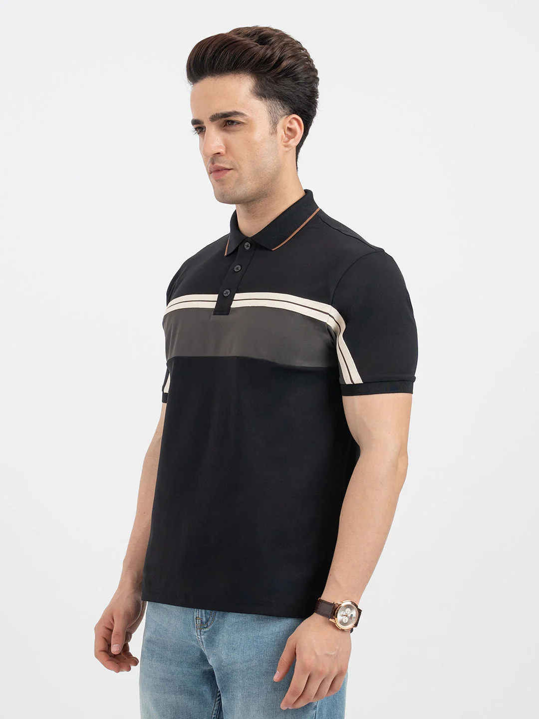 Red Tape Black Polo T-Shirt for Men - Image 2