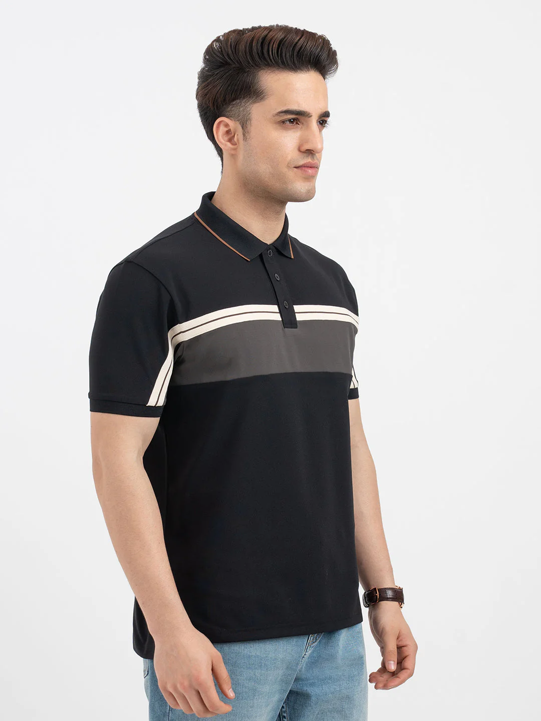 Red Tape Black Polo T-Shirt for Men - Image 6