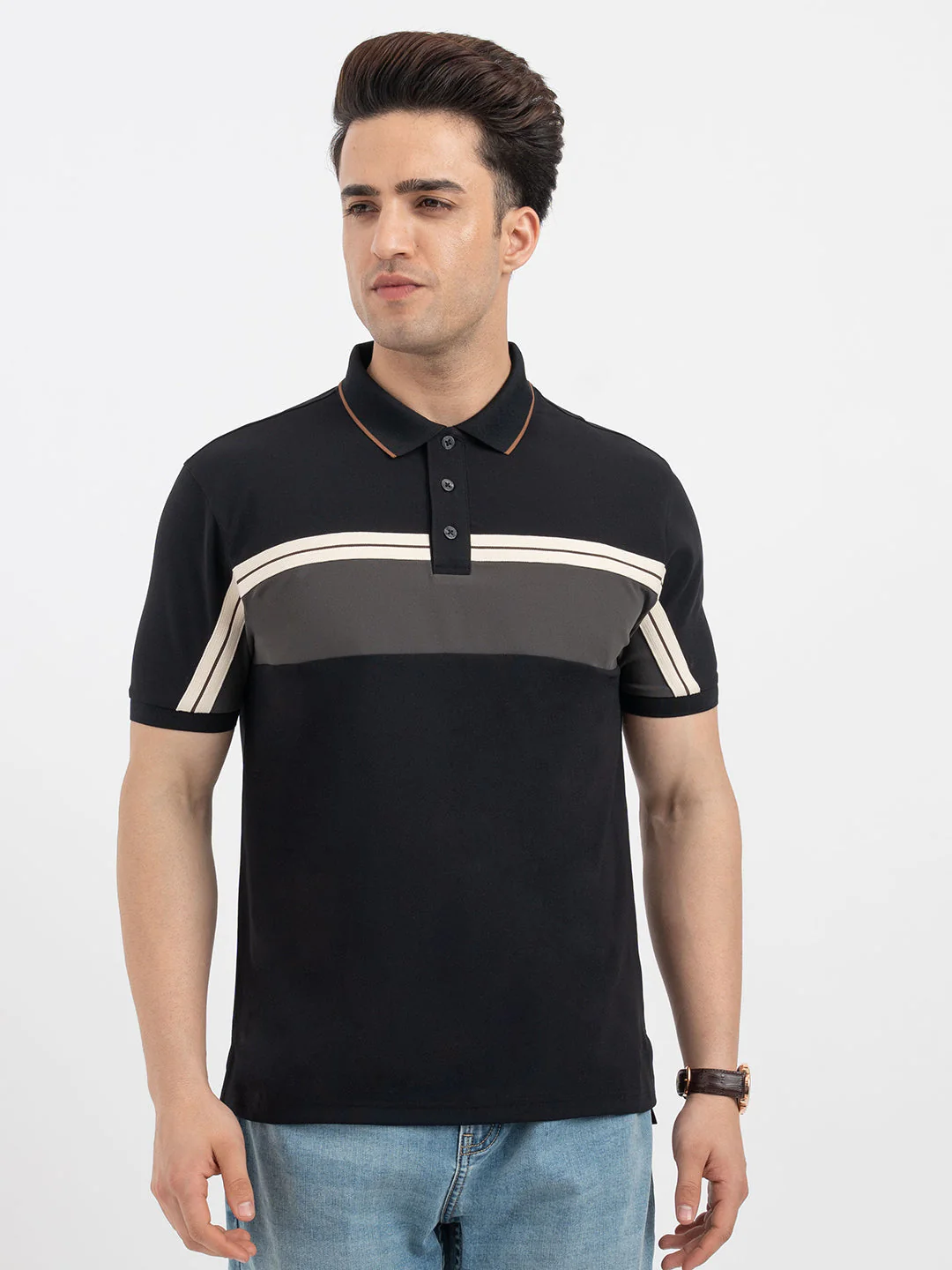 Red Tape Black Polo T-Shirt for Men - Image 7