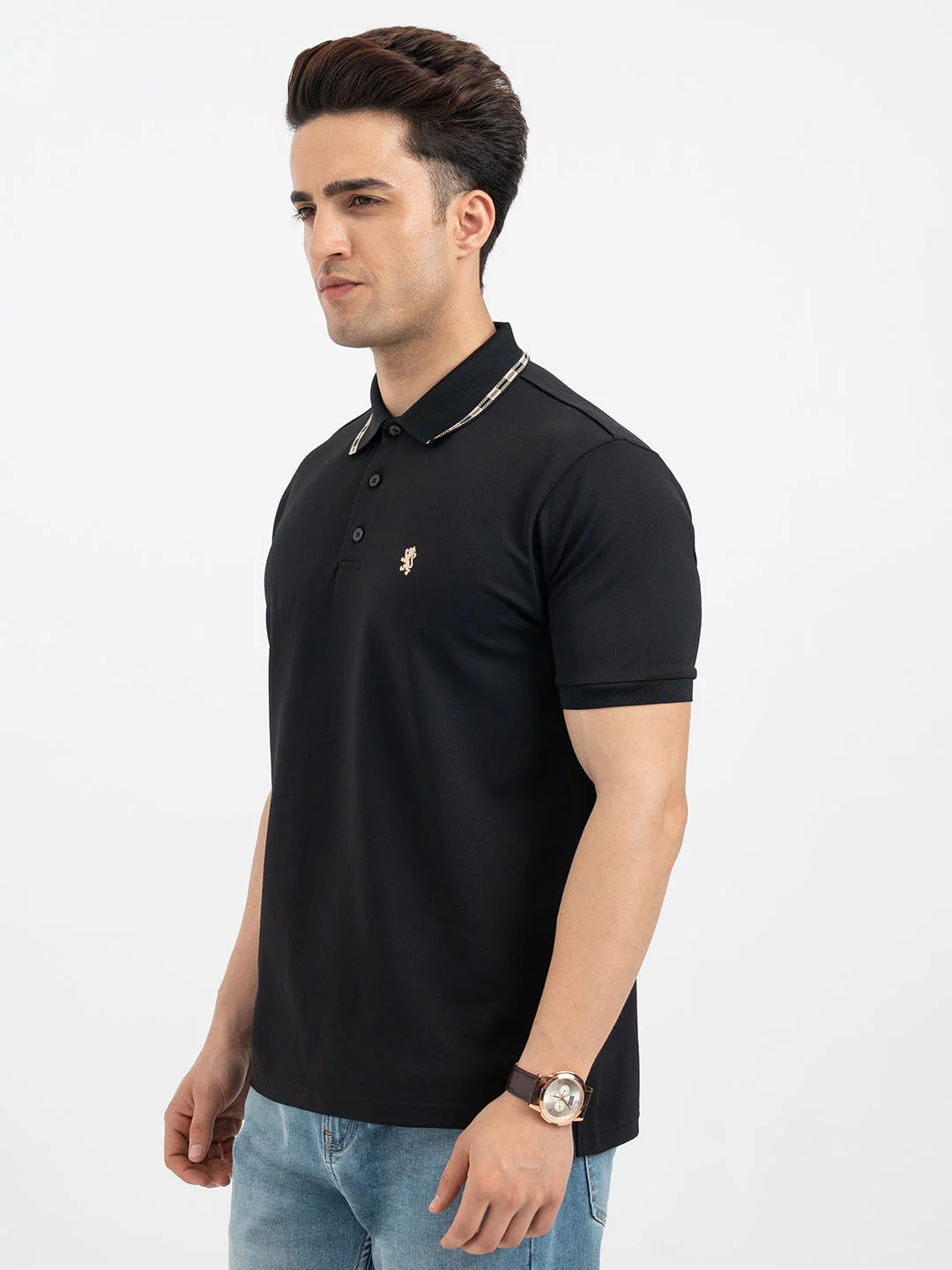 Red Tape Black Polo T-Shirt for Men - Image 2