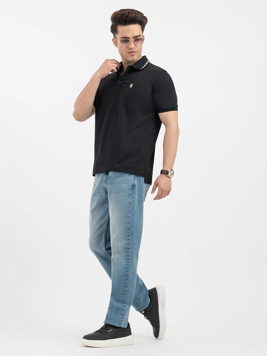 Red Tape Black Polo T-Shirt for Men - Image 5