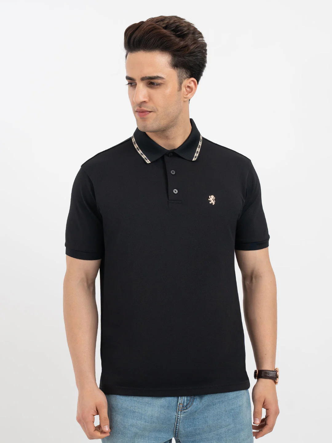 Red Tape Black Polo T-Shirt for Men - Image 7