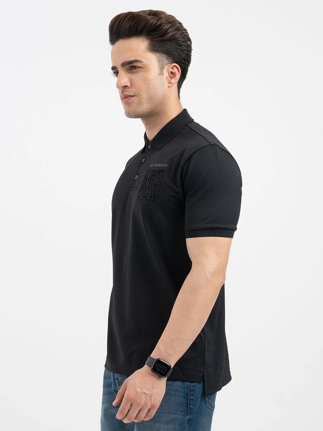 Red Tape Black Polo T-Shirt for Men - Image 2