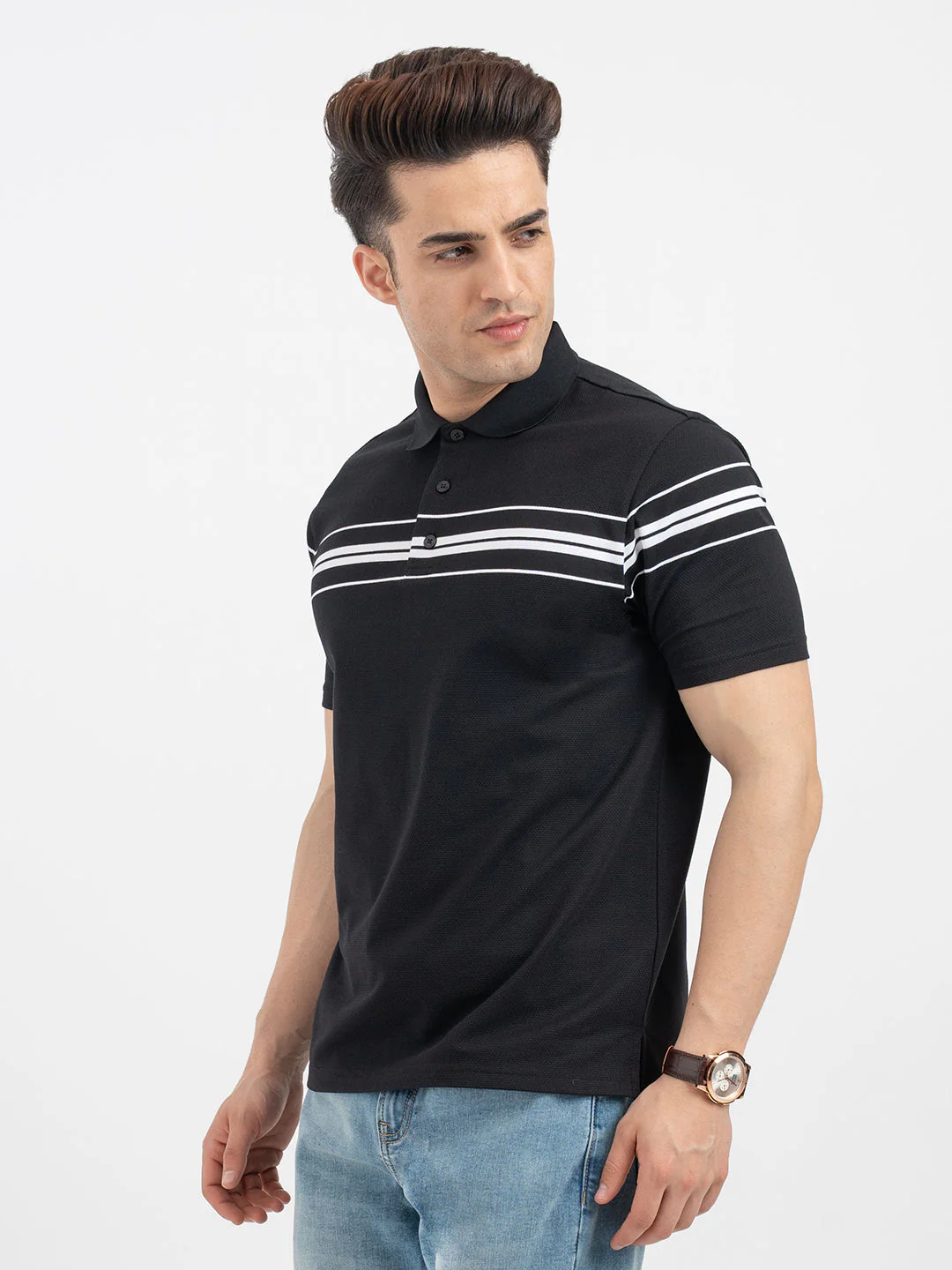 Red Tape Black Polo T-Shirt for Men - Image 2