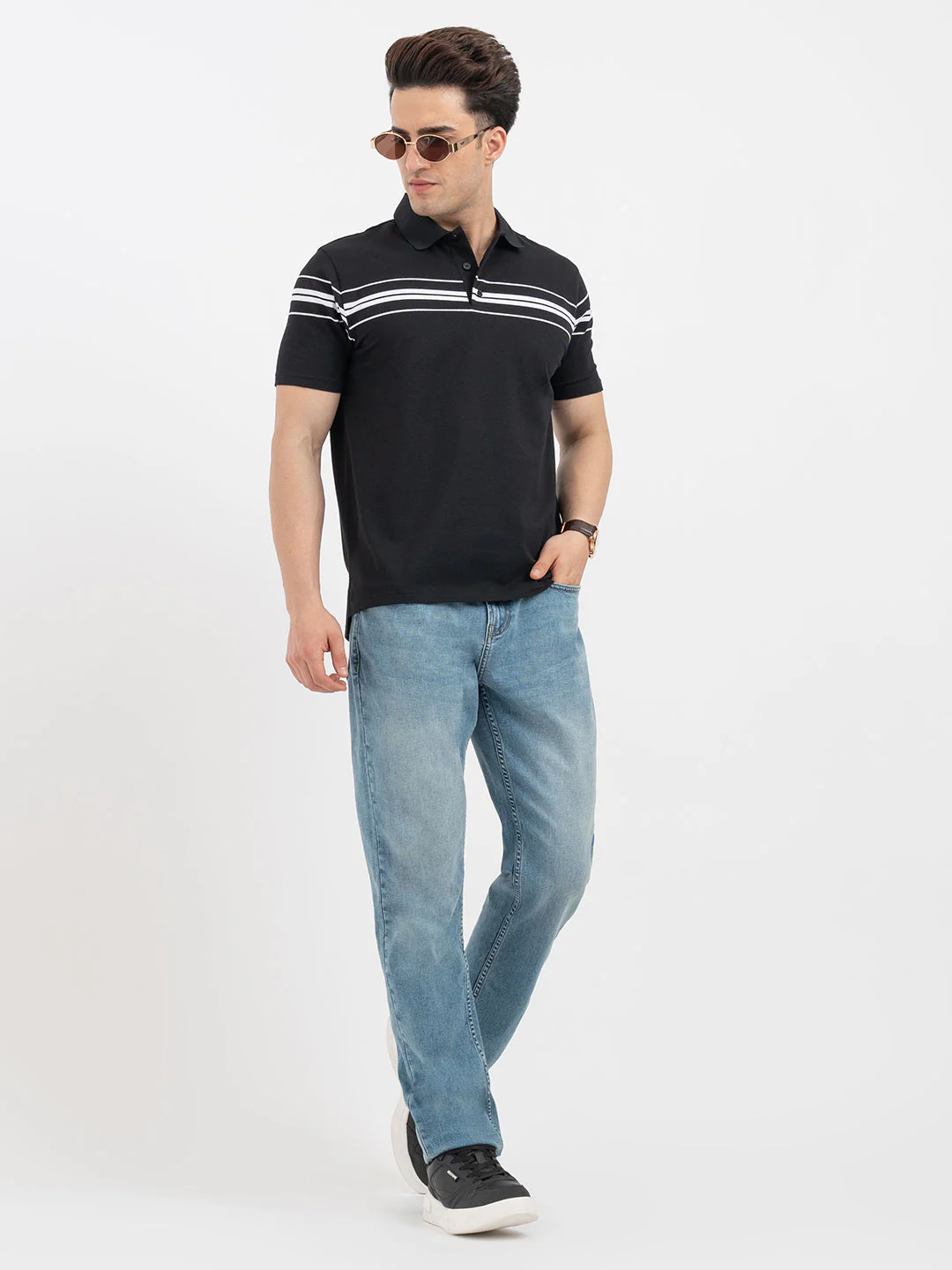 Red Tape Black Polo T-Shirt for Men - Image 5