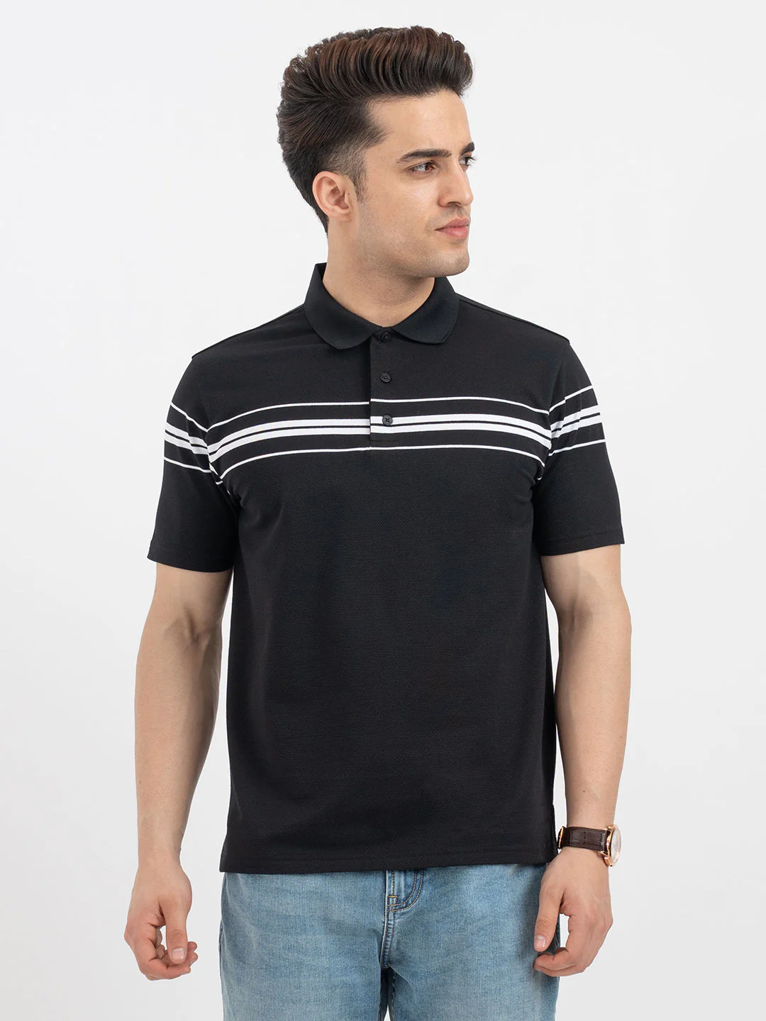 Red Tape Black Polo T-Shirt for Men - Image 7