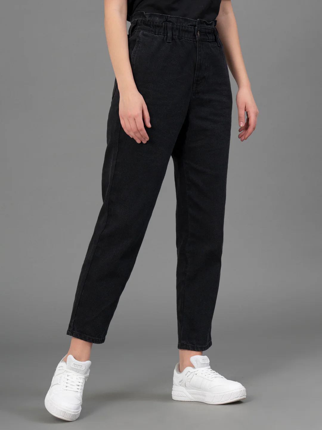 Black Paperbag Jeans for Women - Image 2